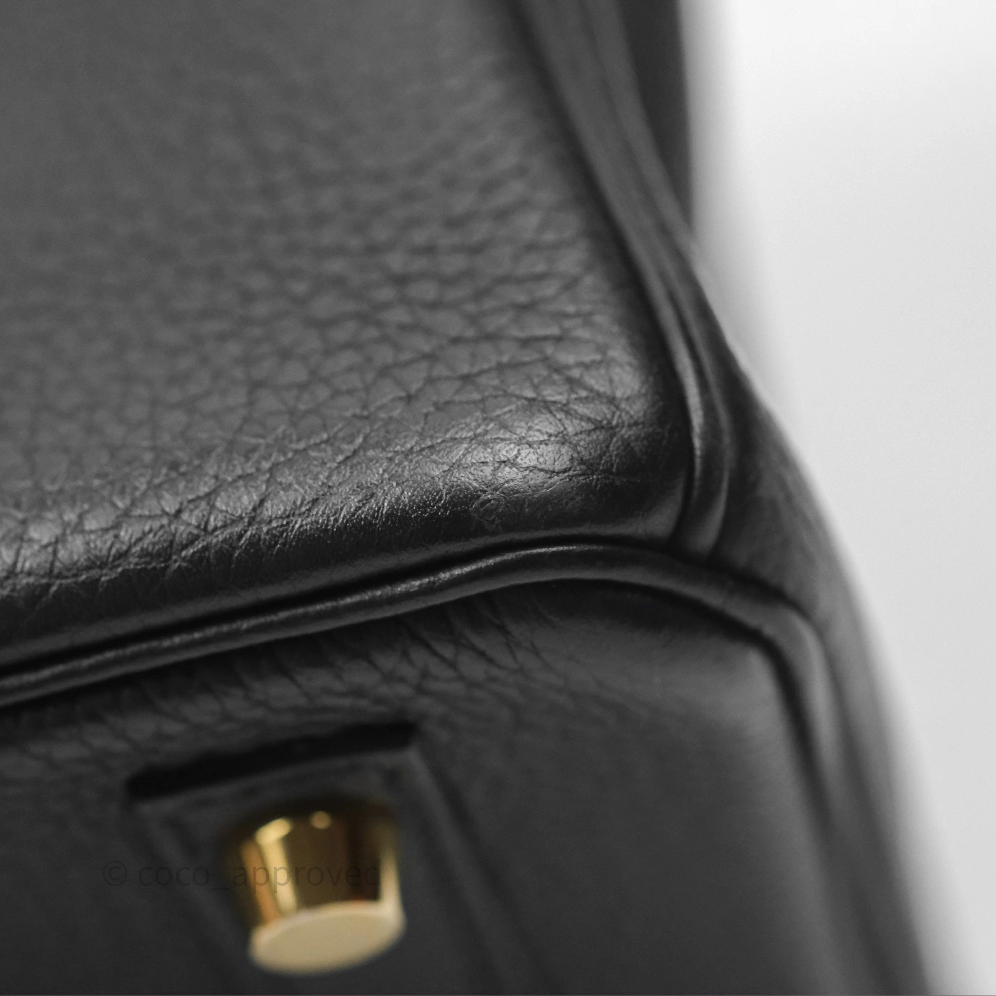 Herms Retourne Birkin 25 Noir Togo Gold Hardware