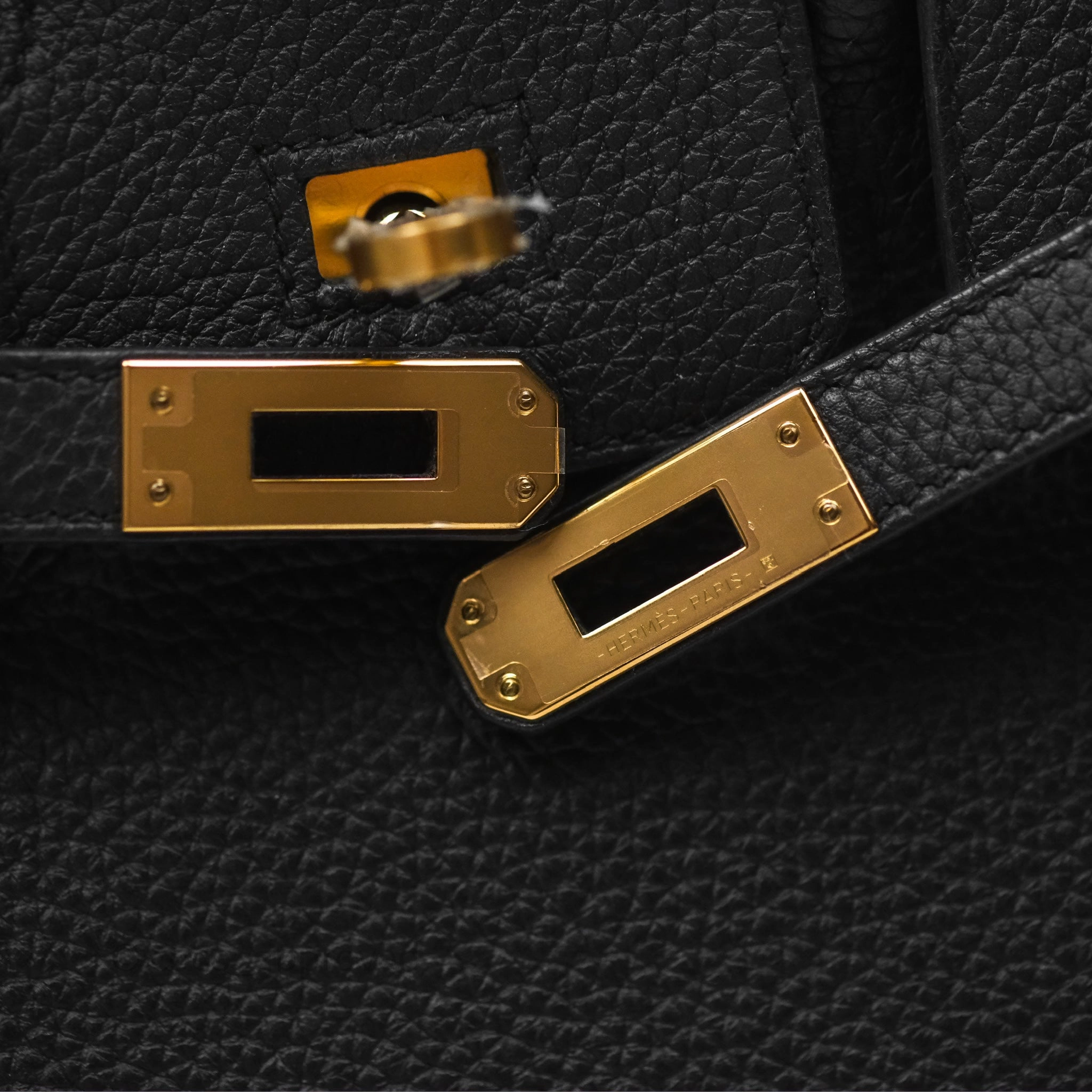 Herms Retourne Birkin 25 Noir Togo Gold Hardware
