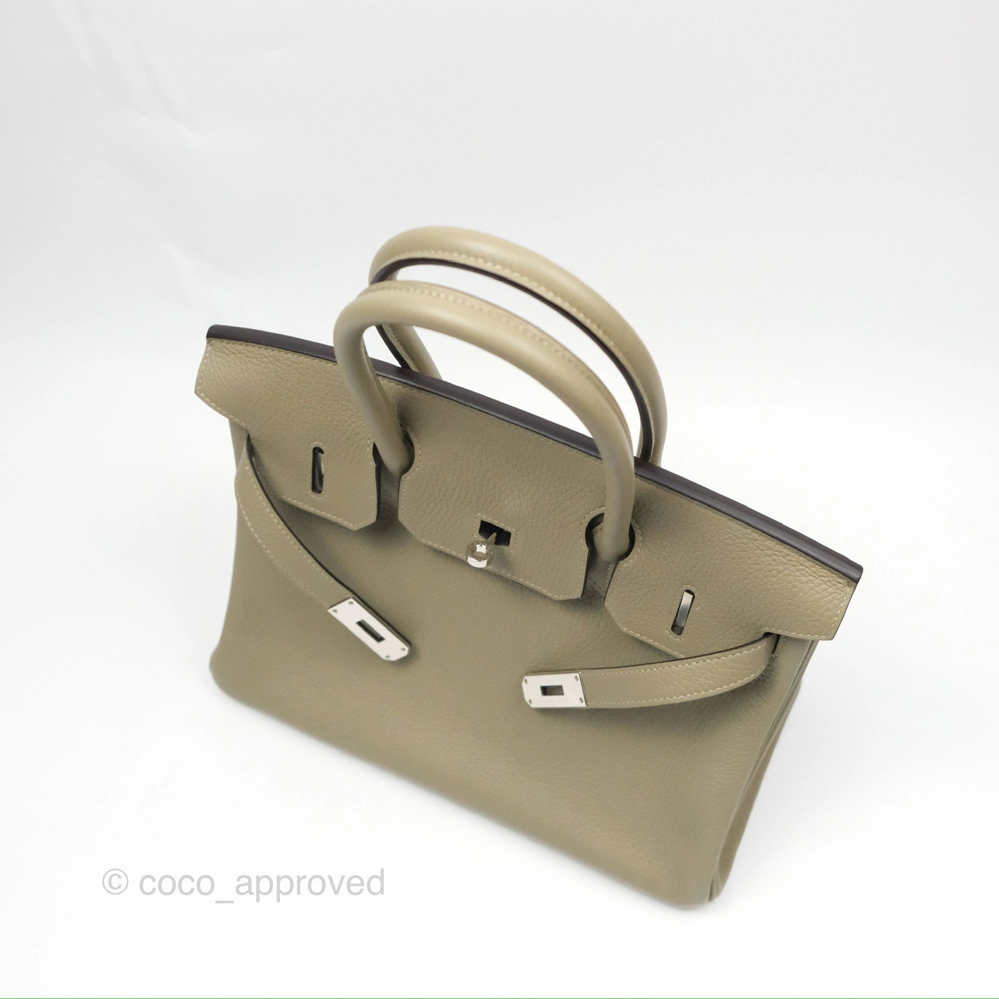 Herms Retourne Birkin 30 Sauge Clemence Palladium Hardware