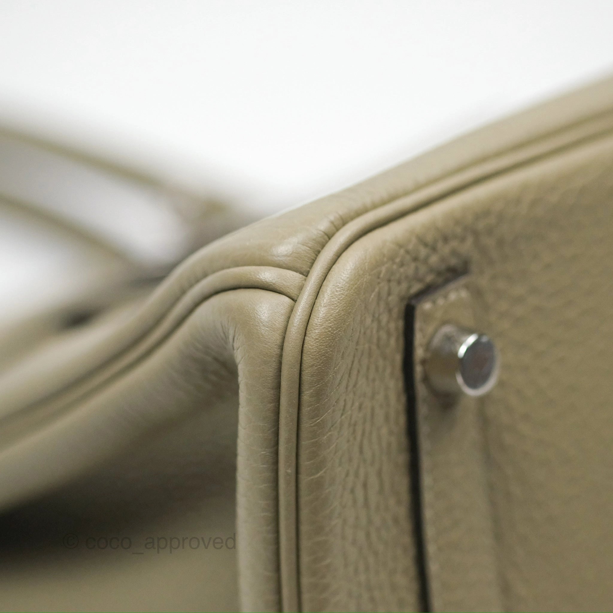 Herms Retourne Birkin 30 Sauge Clemence Palladium Hardware