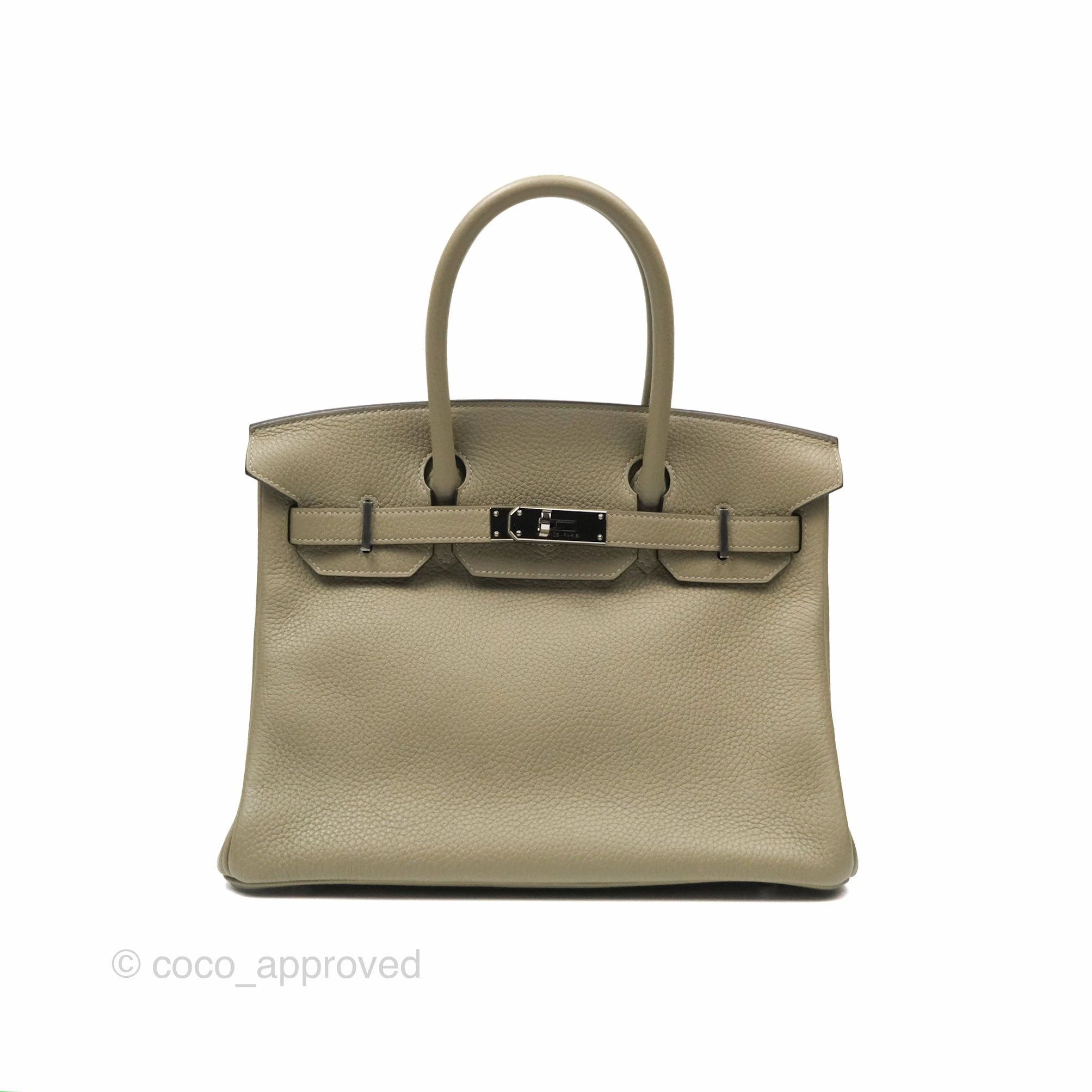 Herms Retourne Birkin 30 Sauge Clemence Palladium Hardware
