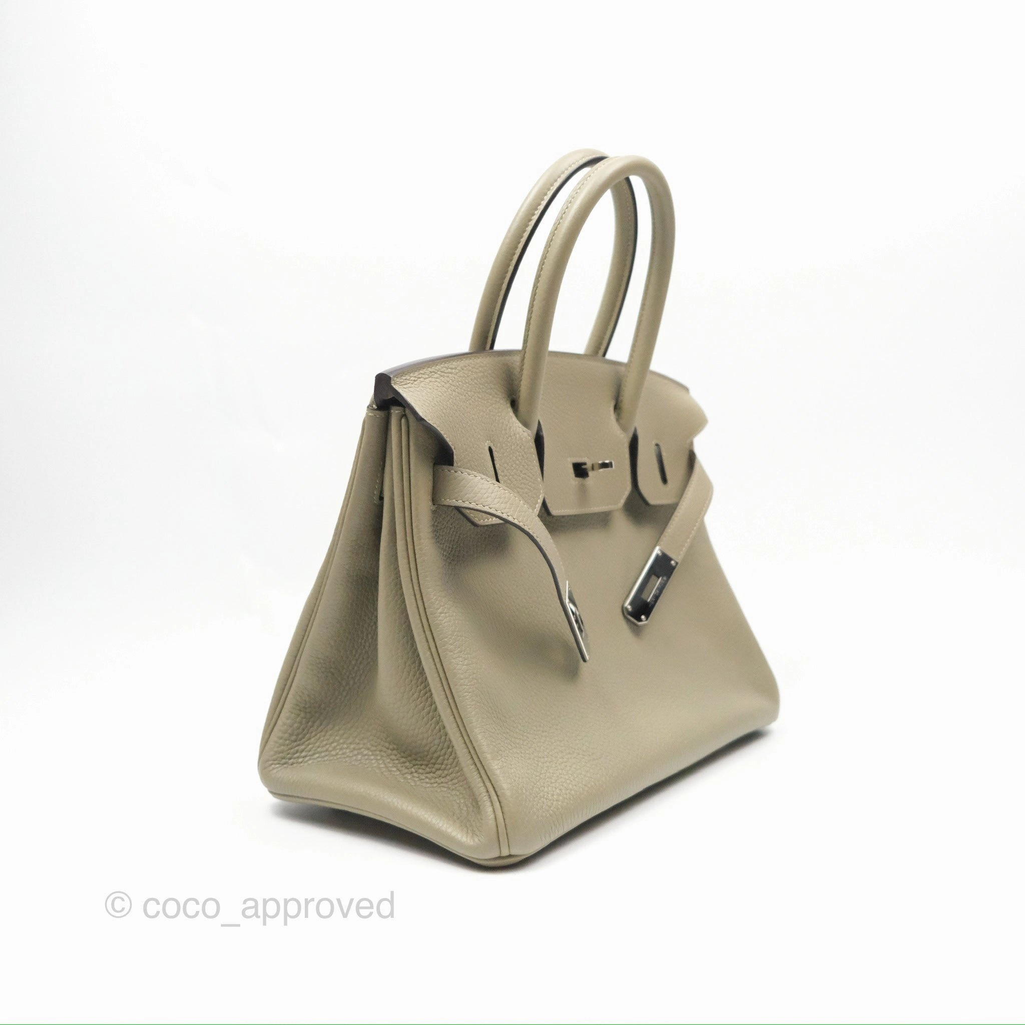 Herms Retourne Birkin 30 Sauge Clemence Palladium Hardware