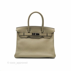 Herms Retourne Birkin 30 Sauge Clemence Palladium Hardware