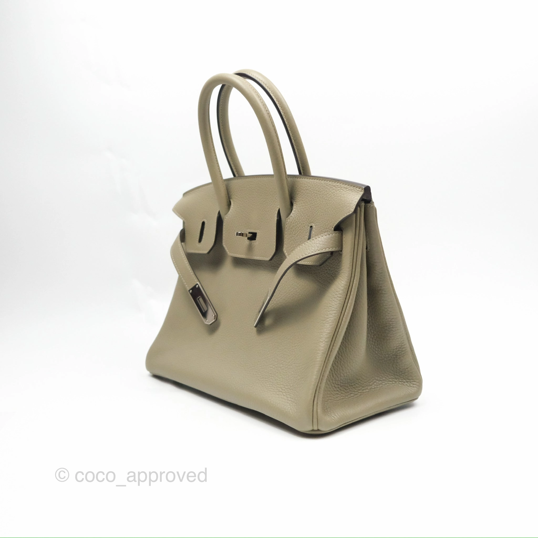 Herms Retourne Birkin 30 Sauge Clemence Palladium Hardware