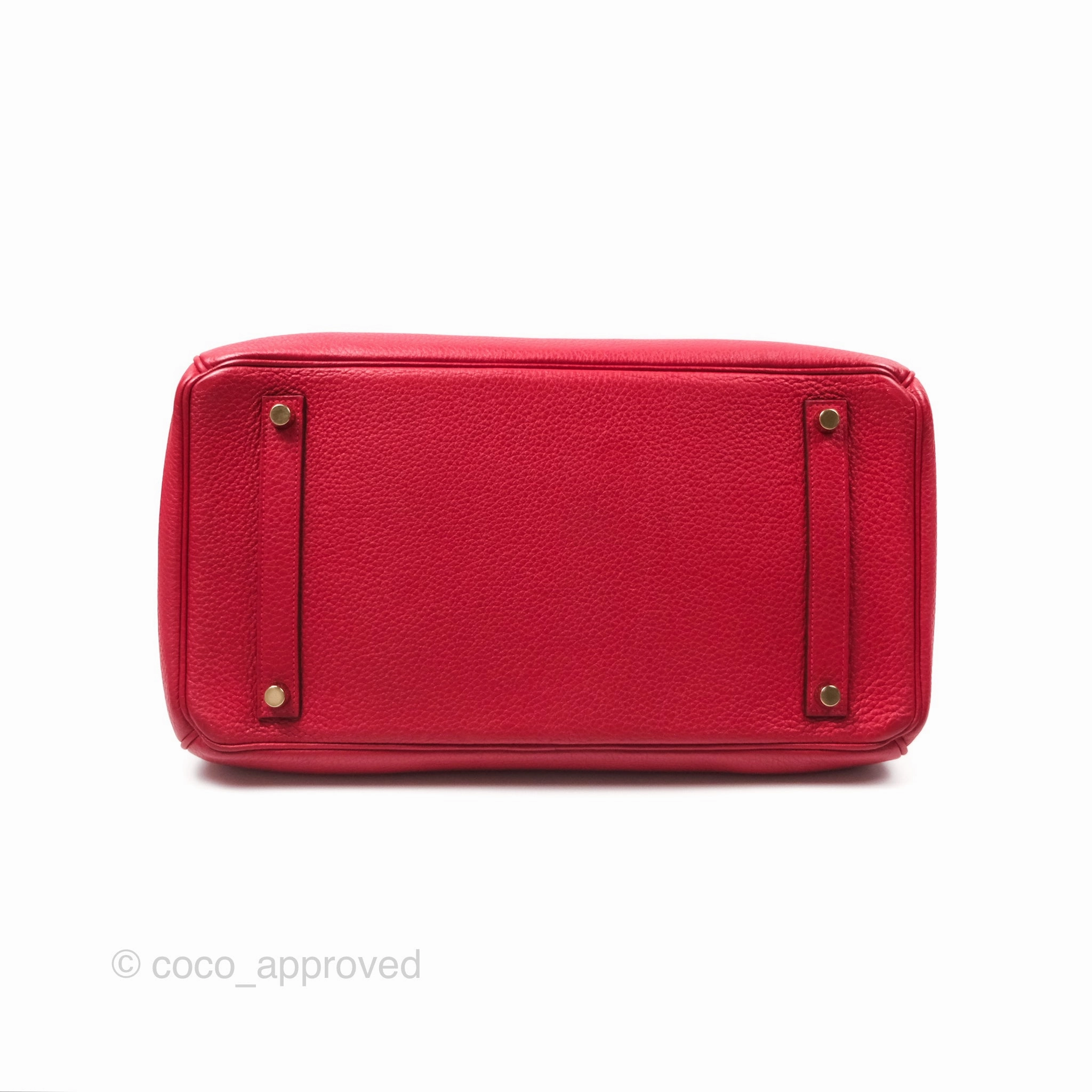 Herms Retourne Birkin 35 Red Togo Gold Hardware