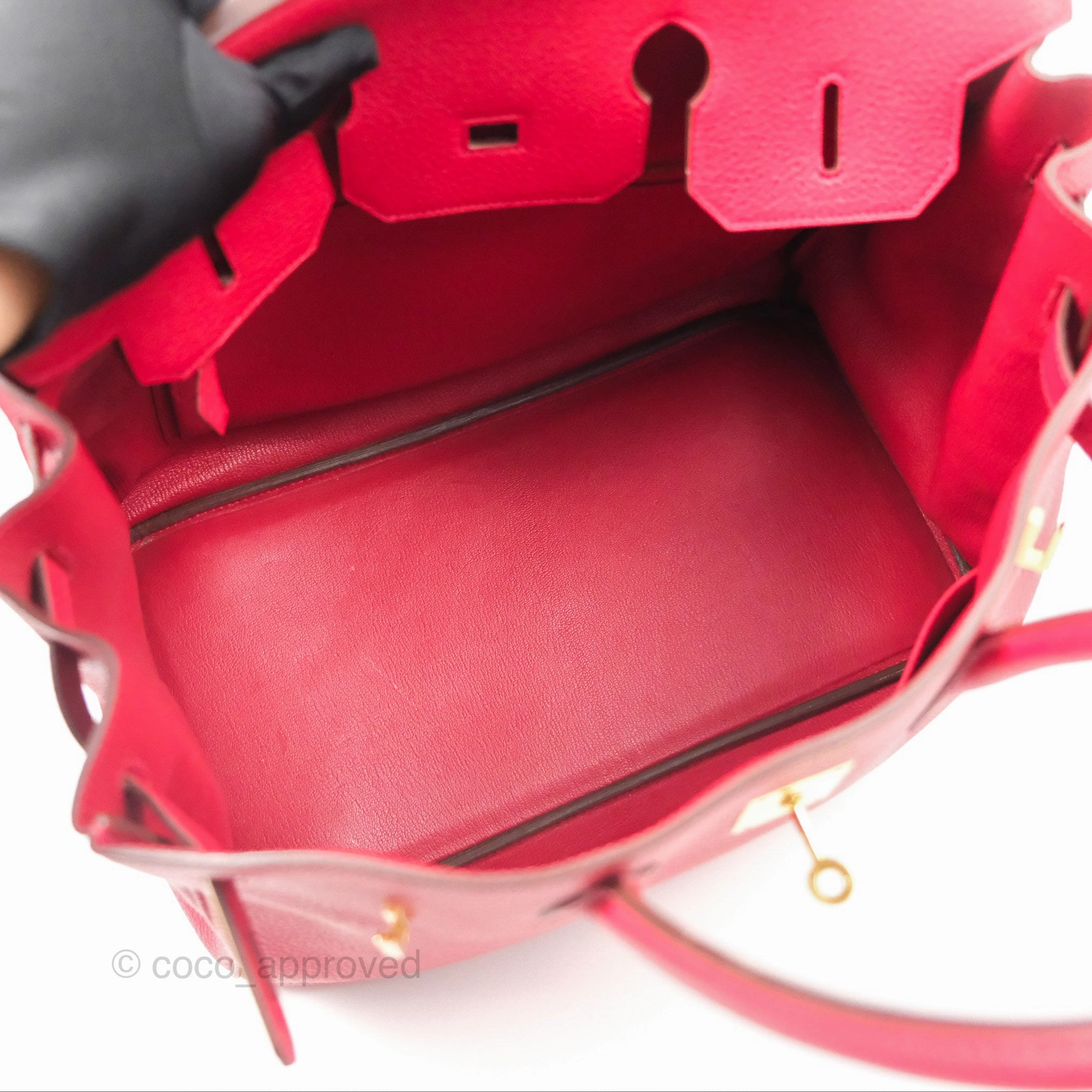 Herms Retourne Birkin 35 Red Togo Gold Hardware