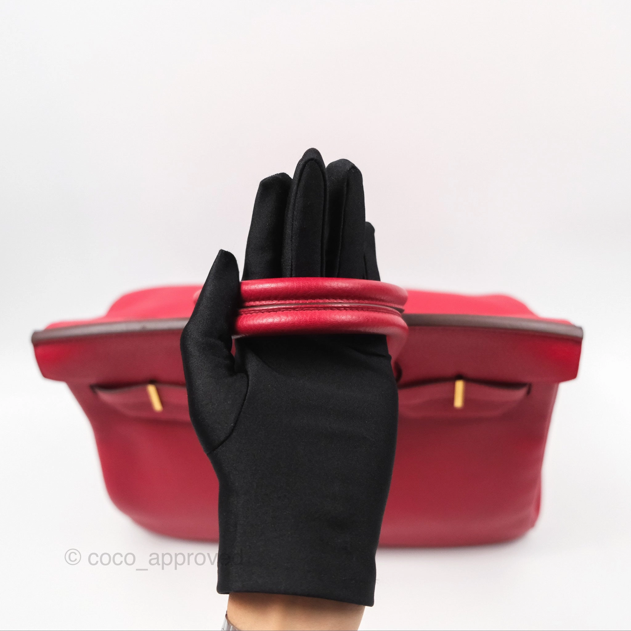 Herms Retourne Birkin 35 Red Togo Gold Hardware