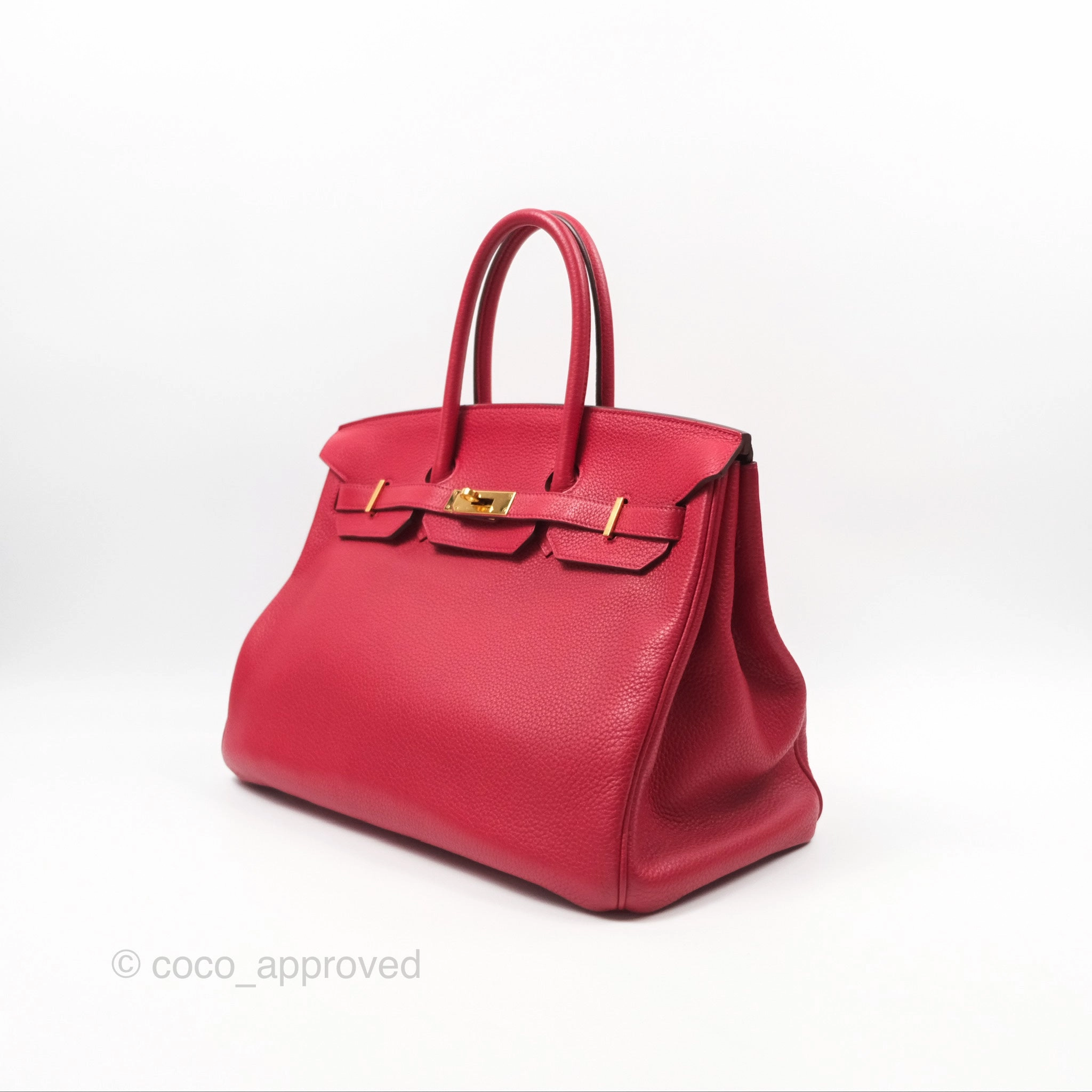 Herms Retourne Birkin 35 Red Togo Gold Hardware