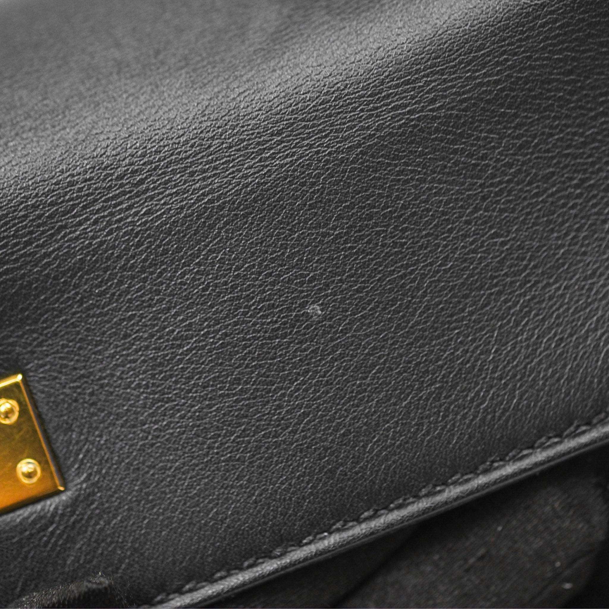 Herms Retourne Kelly 25 Black Noir 89 Swift Gold Hardware