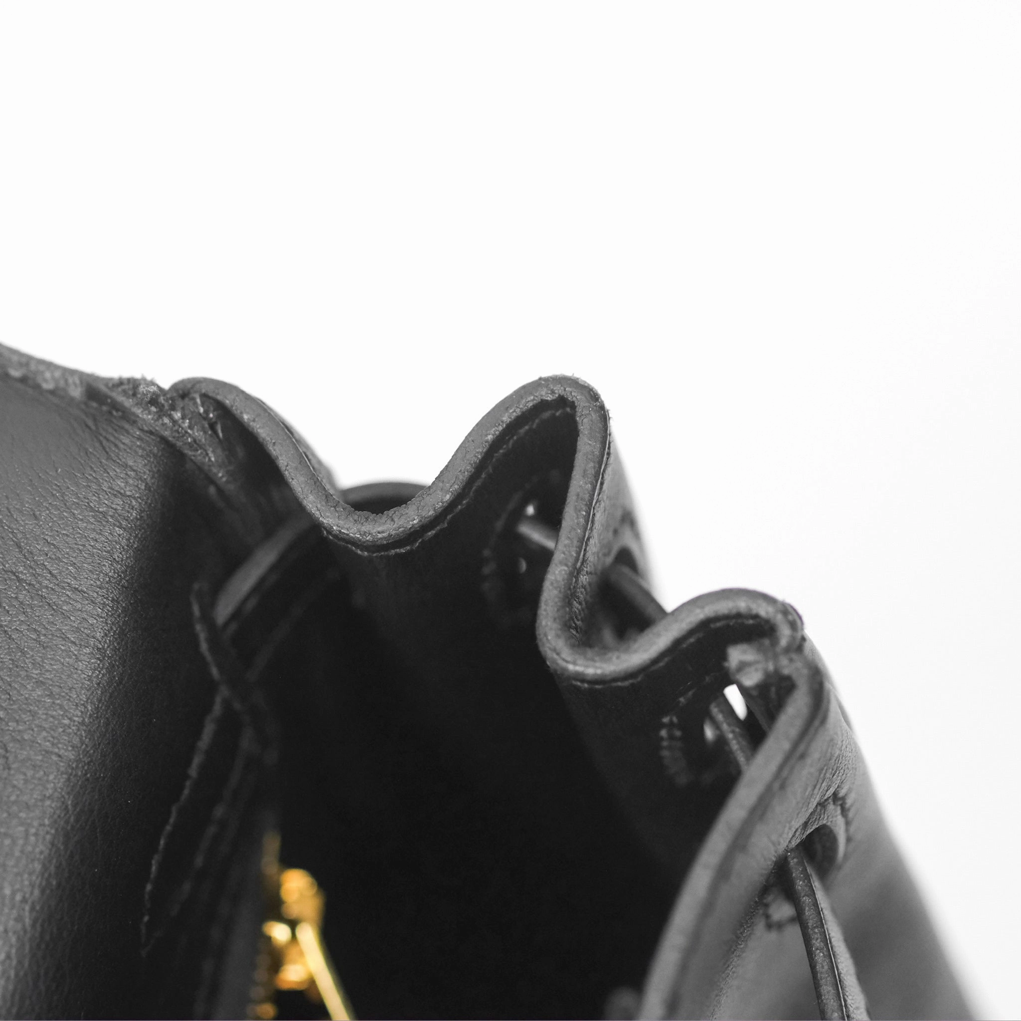 Herms Retourne Kelly 25 Black Noir 89 Swift Gold Hardware