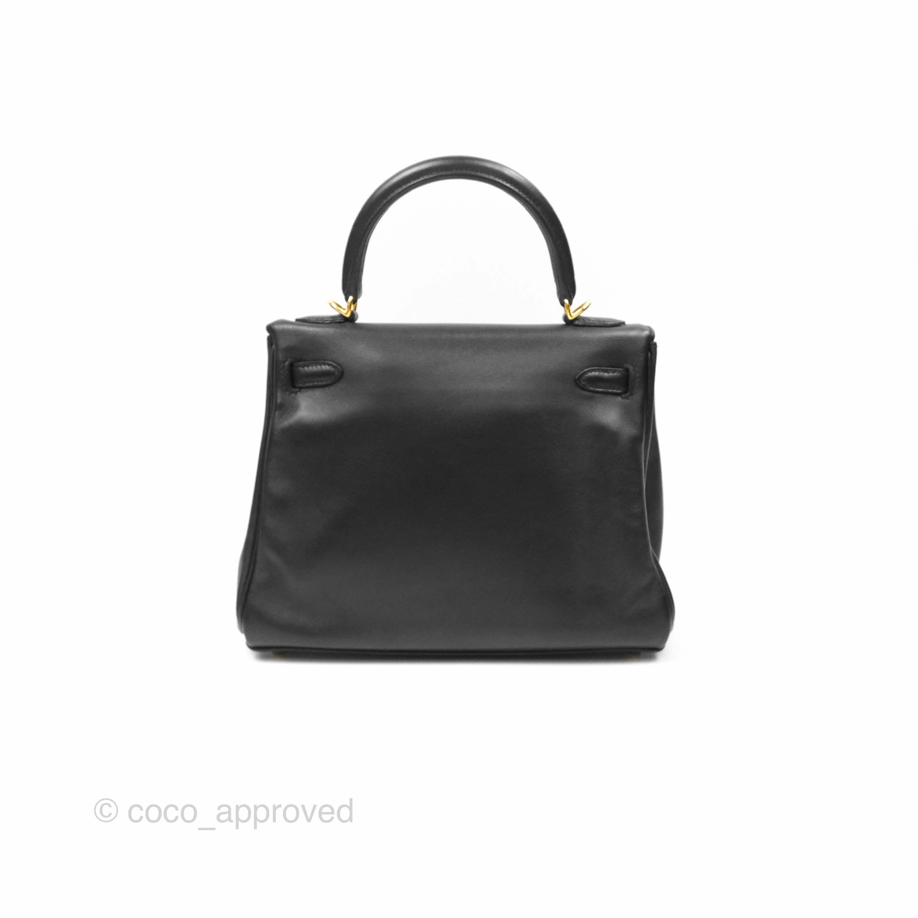 Herms Retourne Kelly 25 Black Noir 89 Swift Gold Hardware