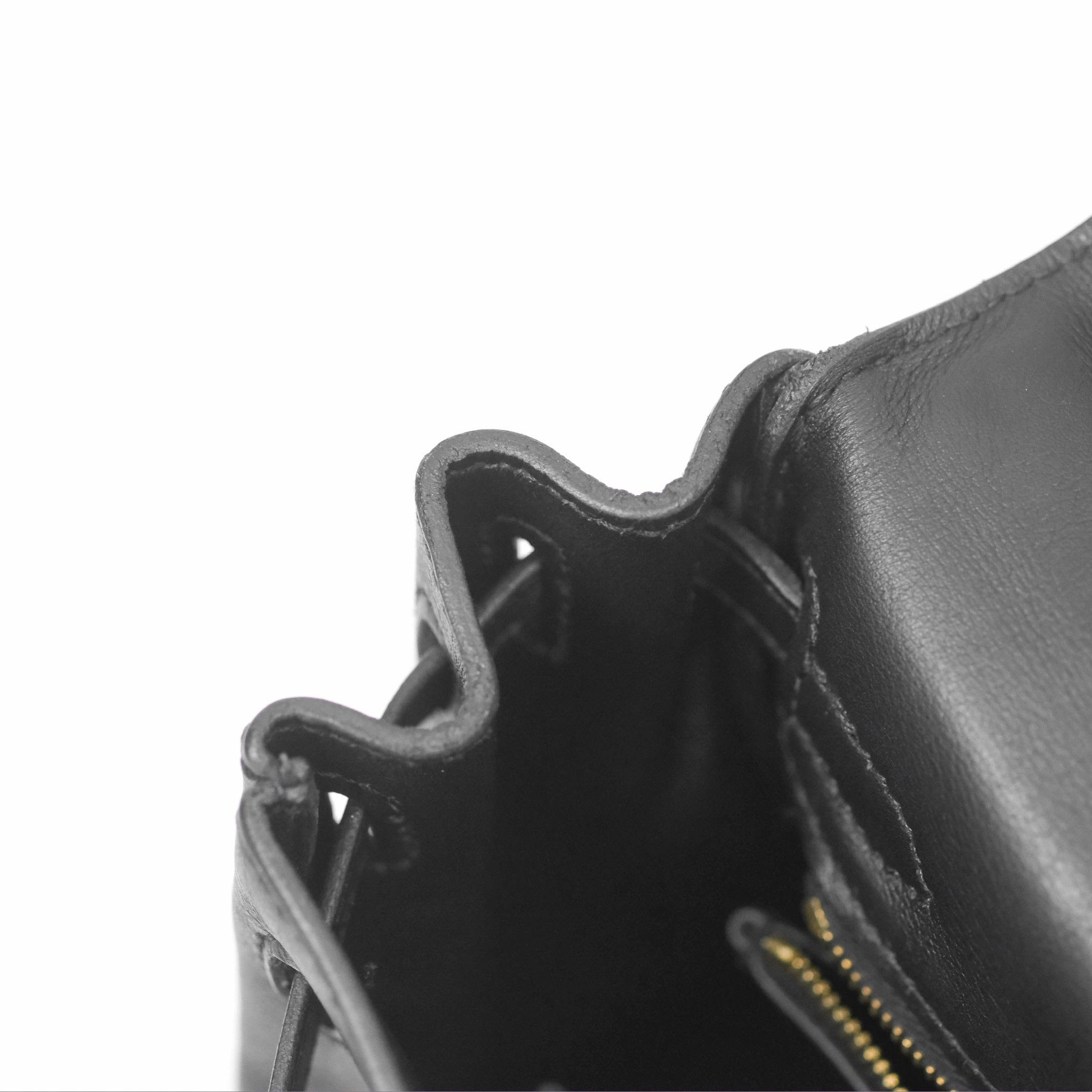 Herms Retourne Kelly 25 Black Noir 89 Swift Gold Hardware