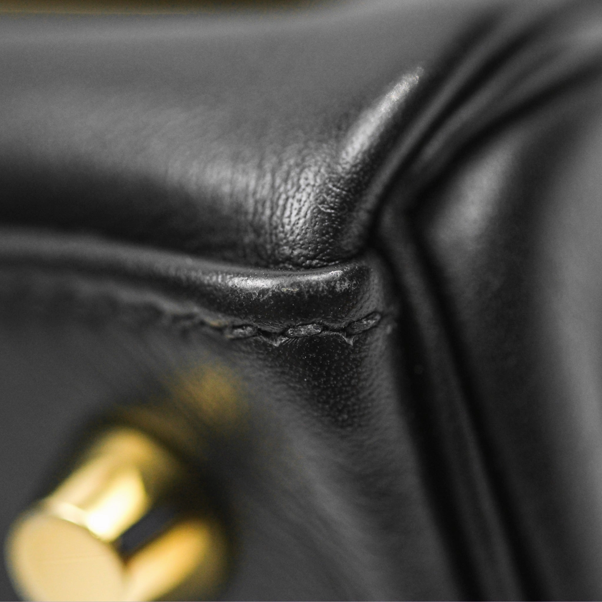 Herms Retourne Kelly 25 Black Noir 89 Swift Gold Hardware