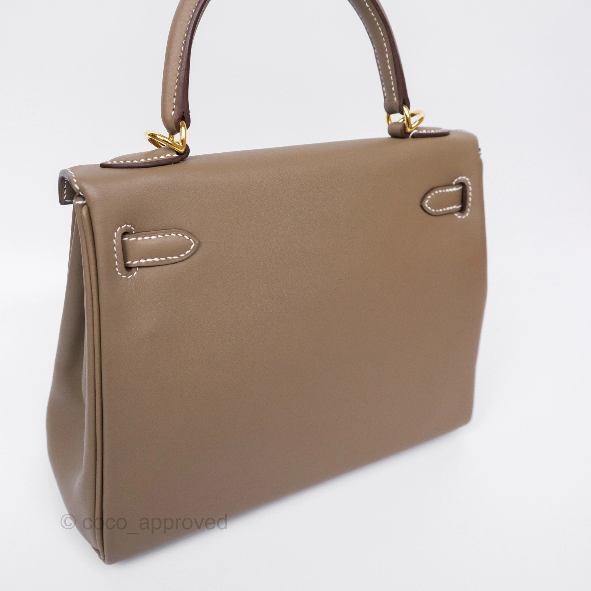 Herms Retourne Kelly 25 Etoupe 18 Swift Gold Hardware