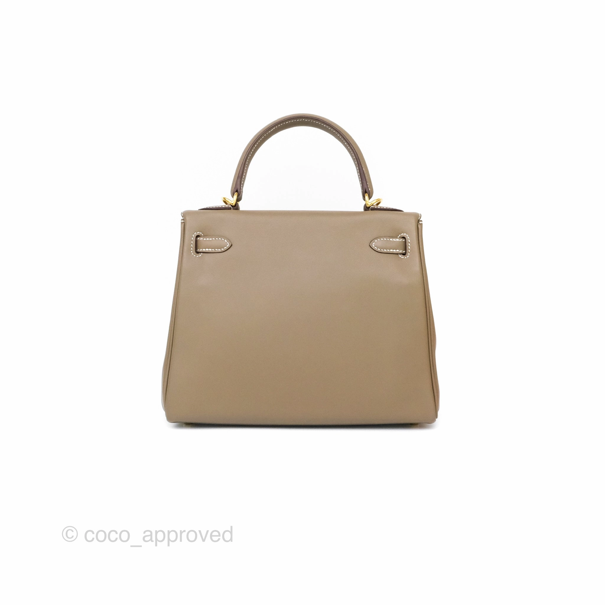 Herms Retourne Kelly 25 Etoupe 18 Swift Gold Hardware
