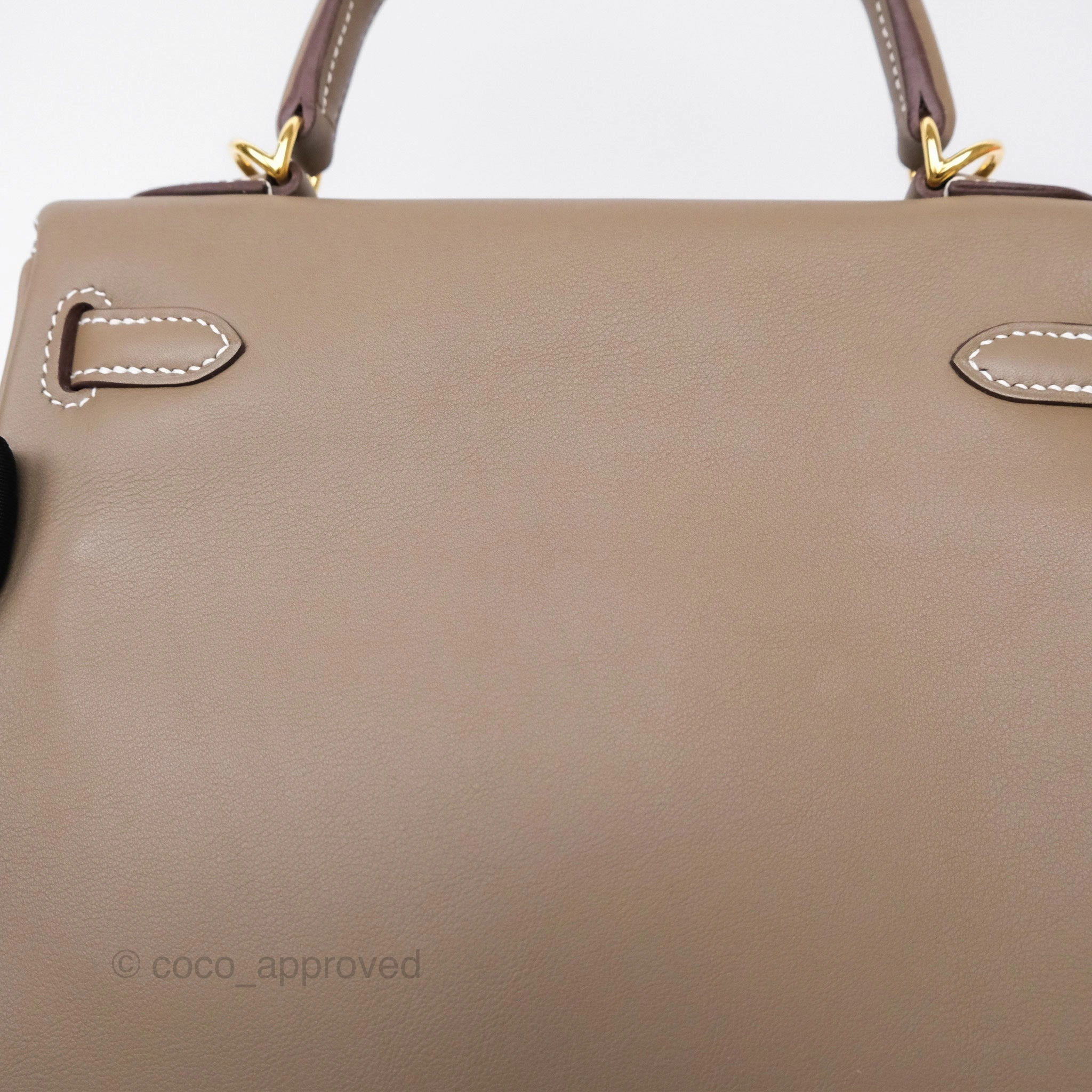 Herms Retourne Kelly 25 Etoupe 18 Swift Gold Hardware