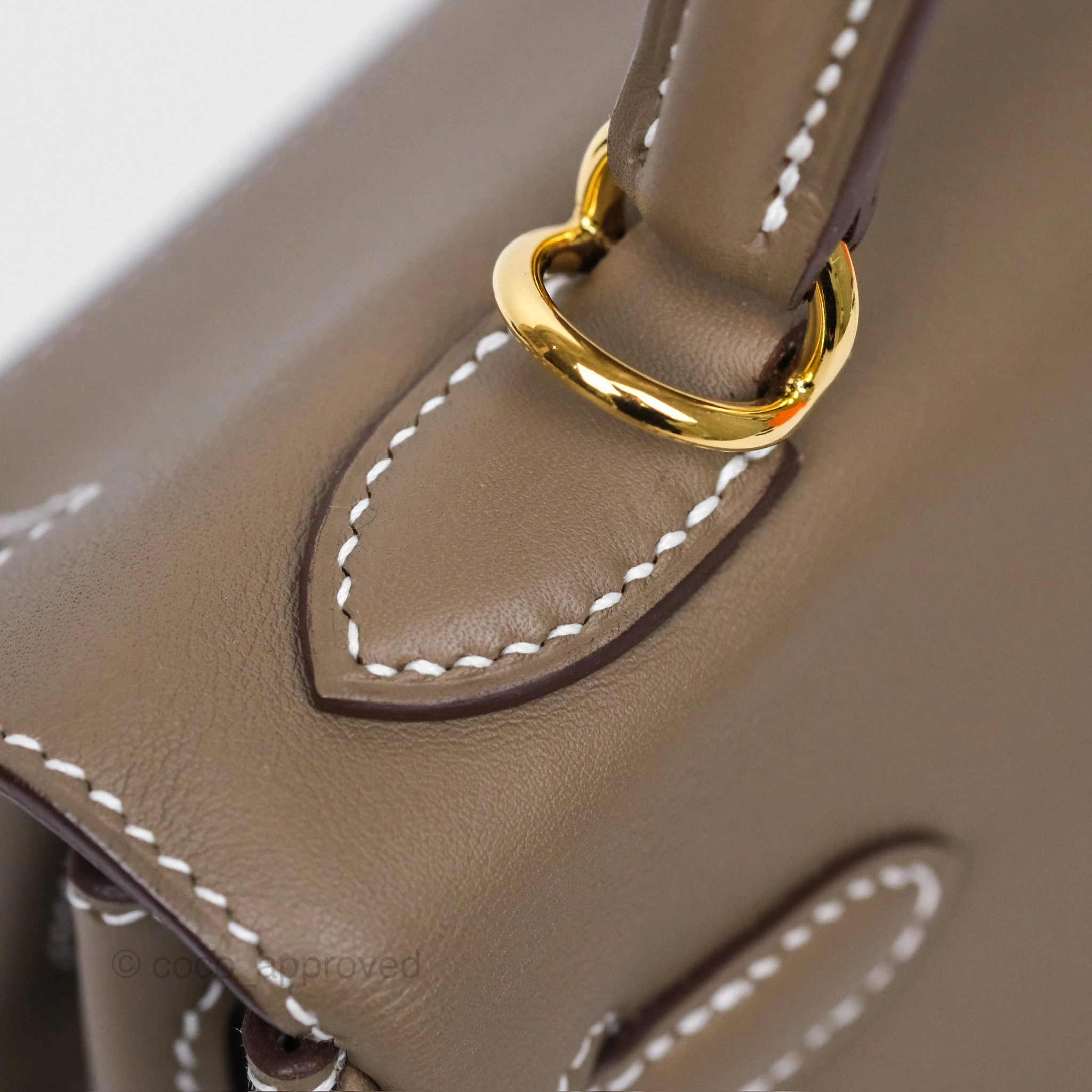 Herms Retourne Kelly 25 Etoupe 18 Swift Gold Hardware