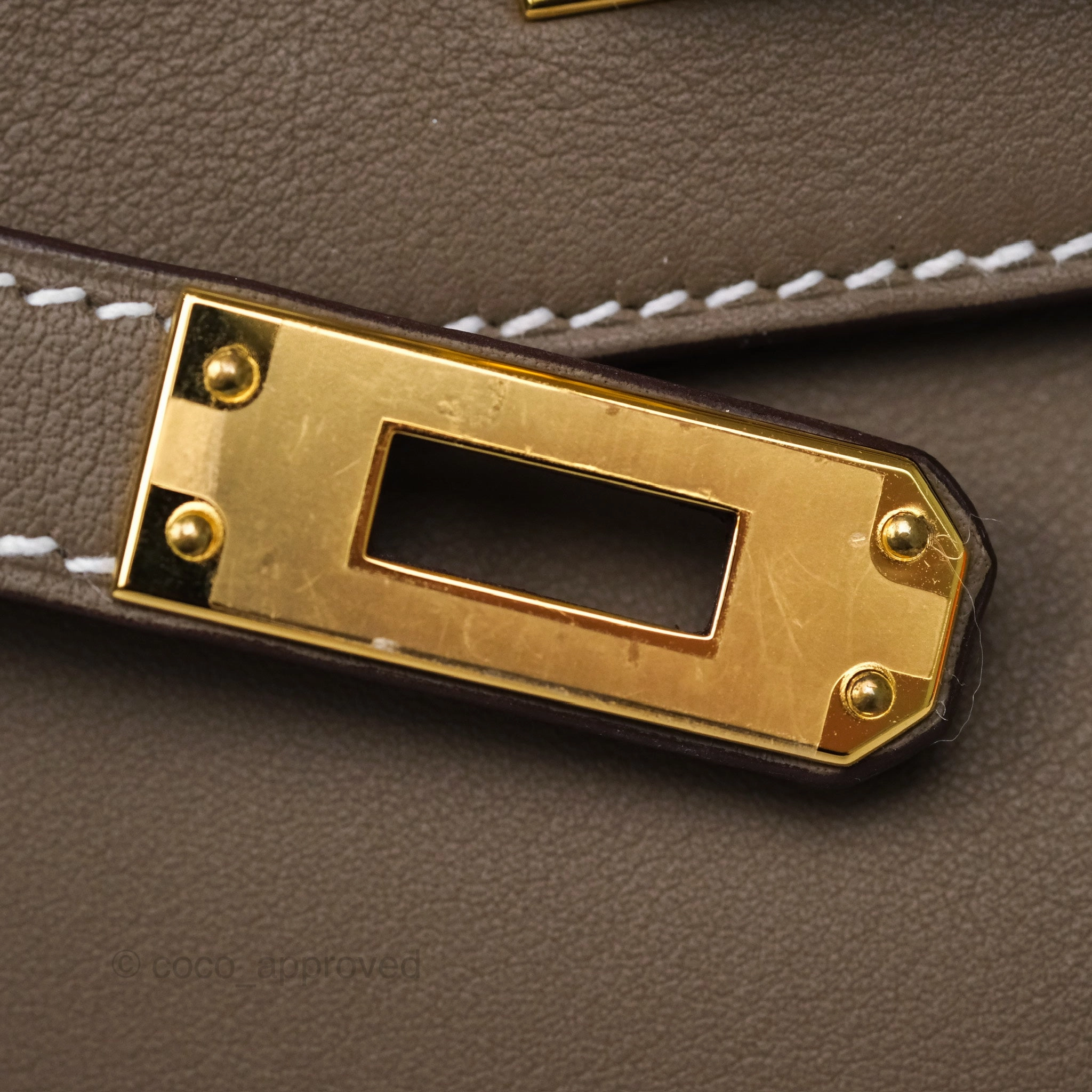 Herms Retourne Kelly 25 Etoupe 18 Swift Gold Hardware