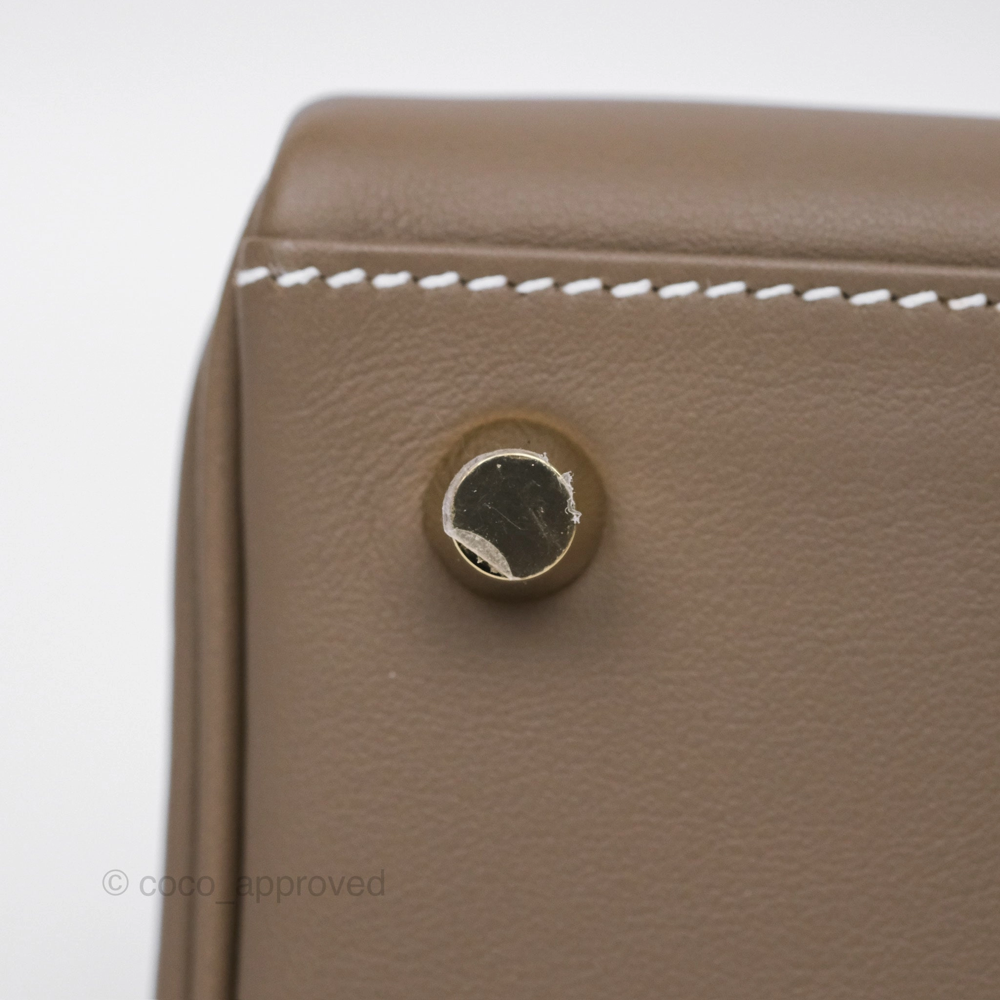 Herms Retourne Kelly 25 Etoupe 18 Swift Gold Hardware