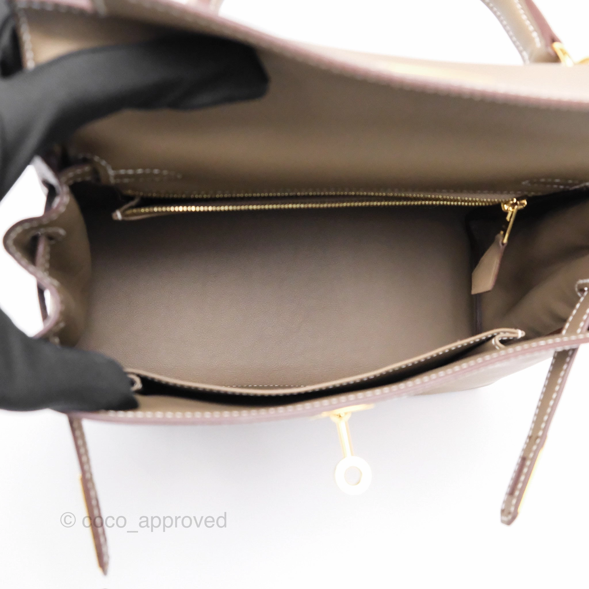 Herms Retourne Kelly 25 Etoupe 18 Swift Gold Hardware