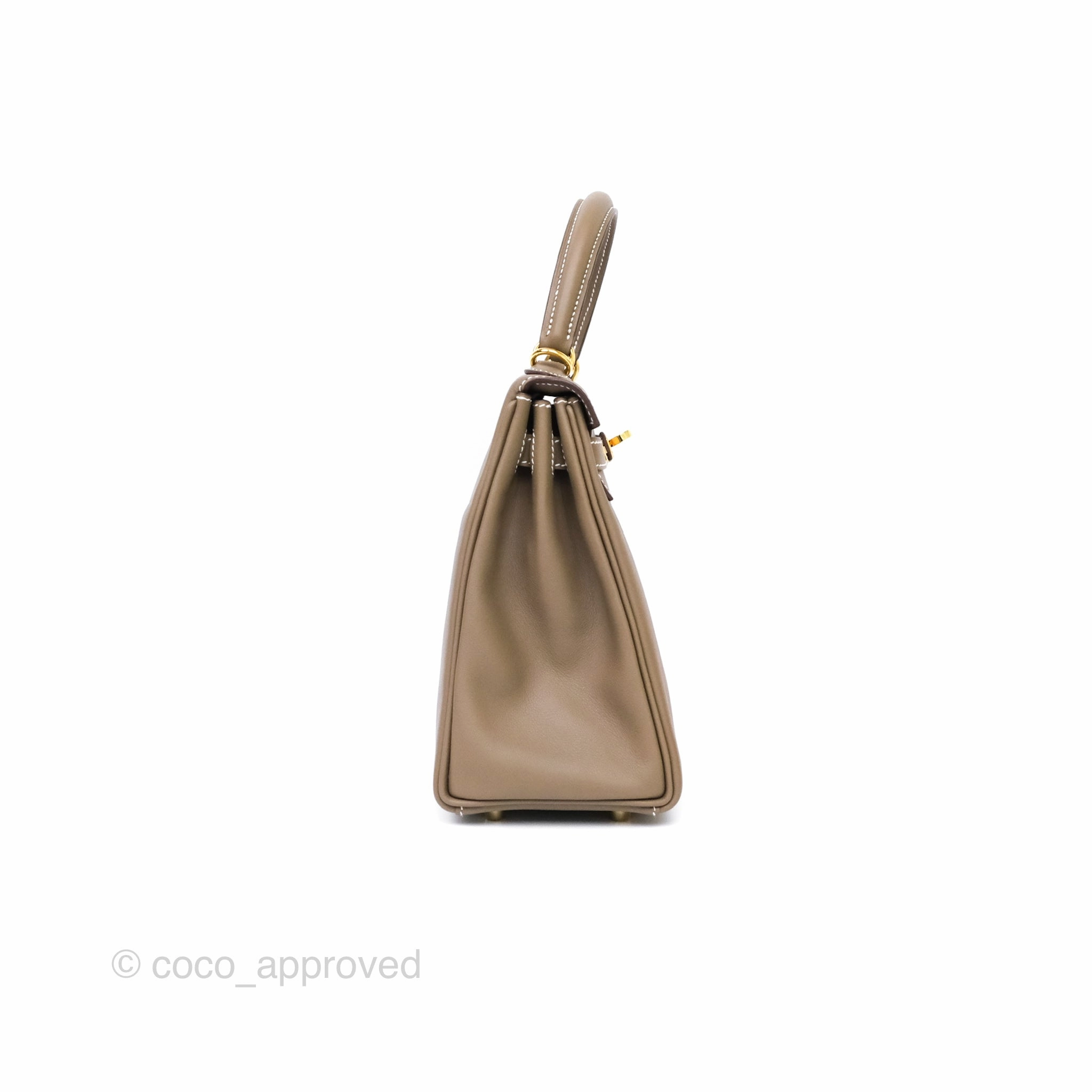 Herms Retourne Kelly 25 Etoupe 18 Swift Gold Hardware