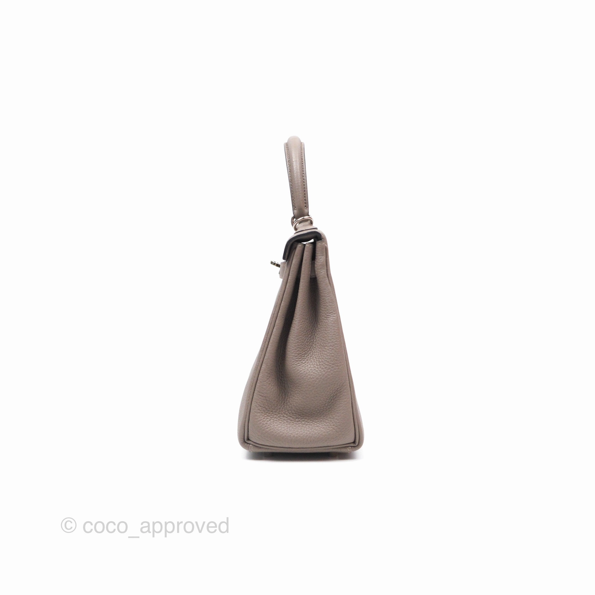 Herms Retourne Kelly 25 Gris Asphalte M8 Togo Palladium Hardware