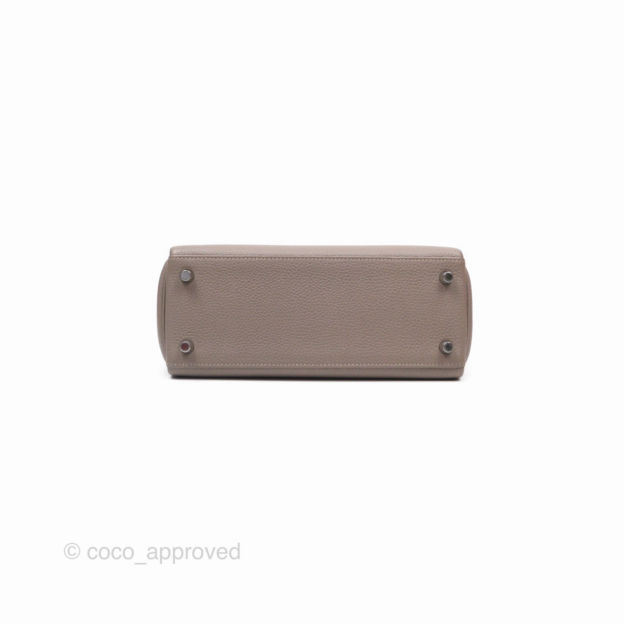 Herms Retourne Kelly 25 Gris Asphalte M8 Togo Palladium Hardware