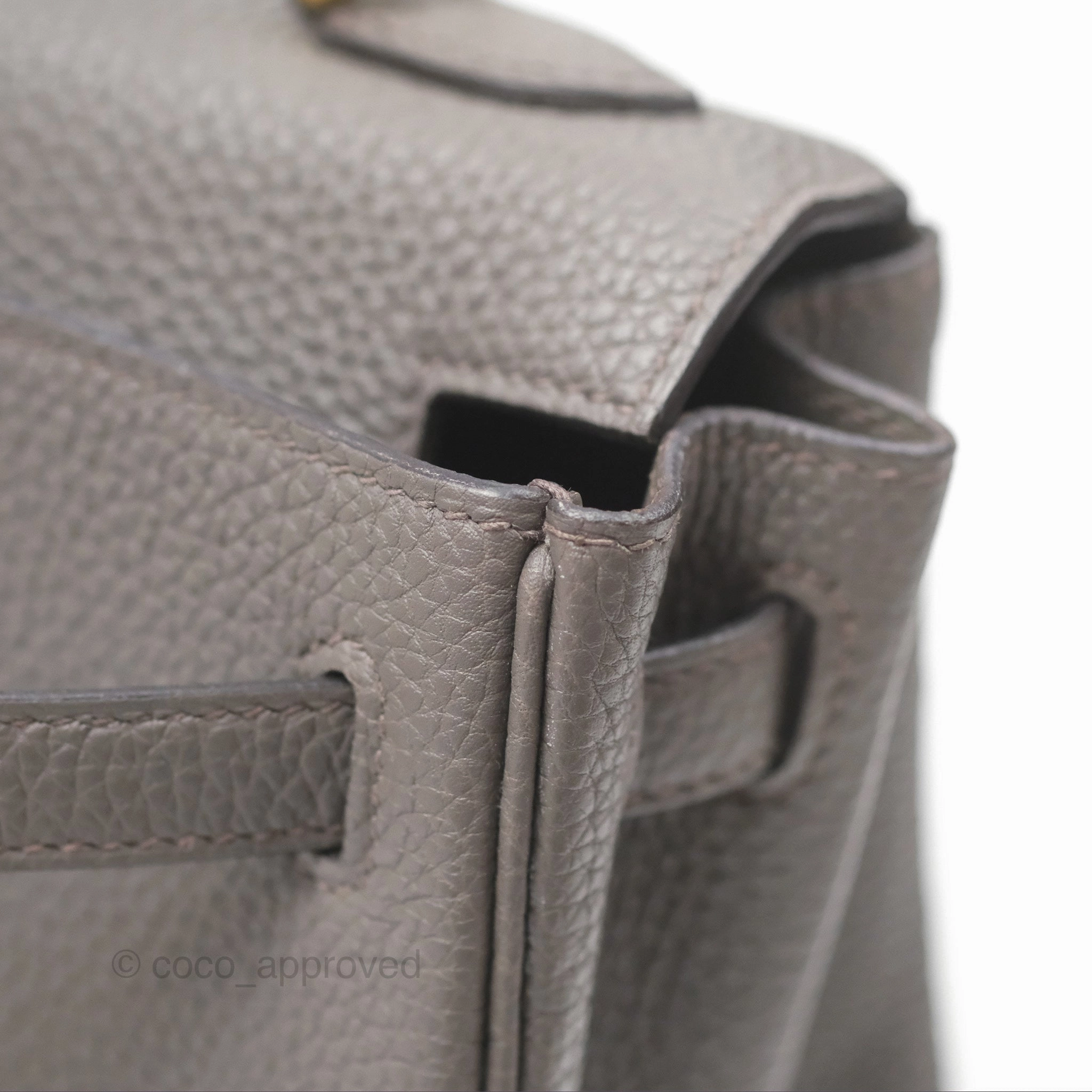 Herms Retourne Kelly 25 Gris Etain 8F Togo Gold Hardware