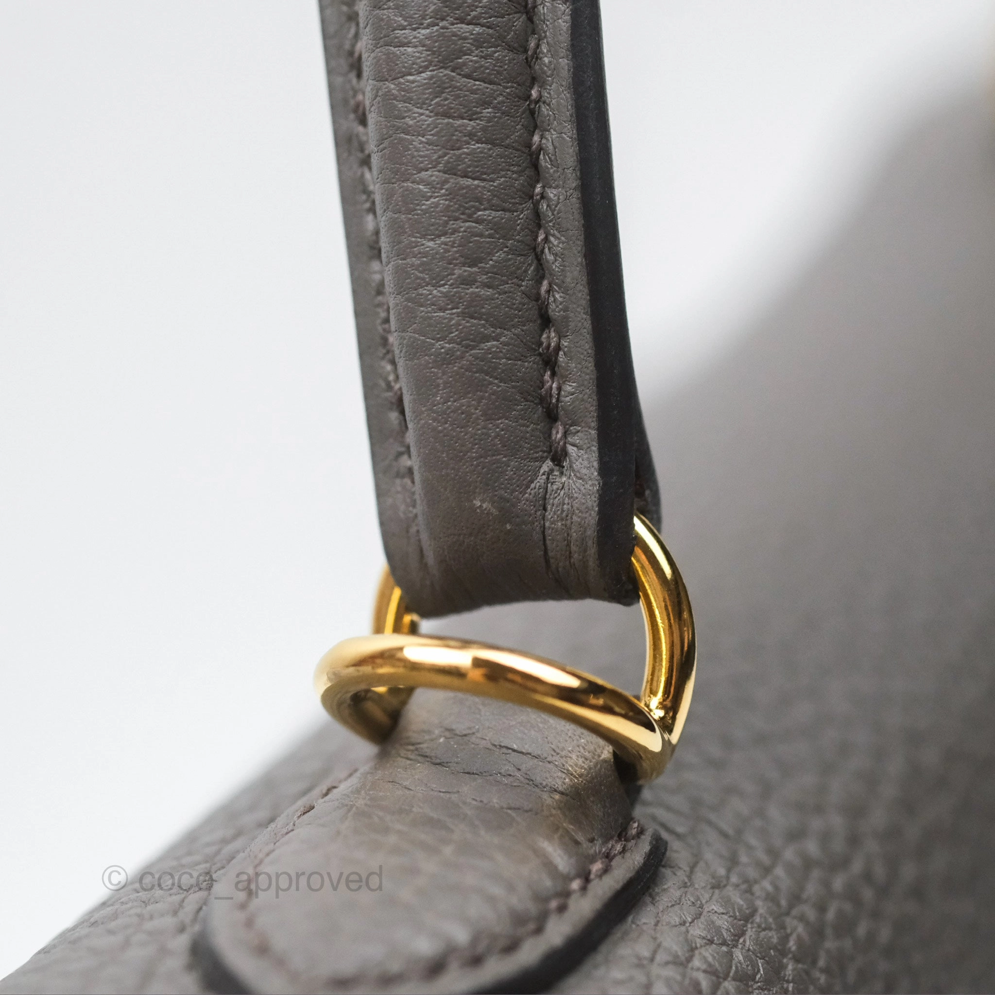 Herms Retourne Kelly 25 Gris Etain 8F Togo Gold Hardware
