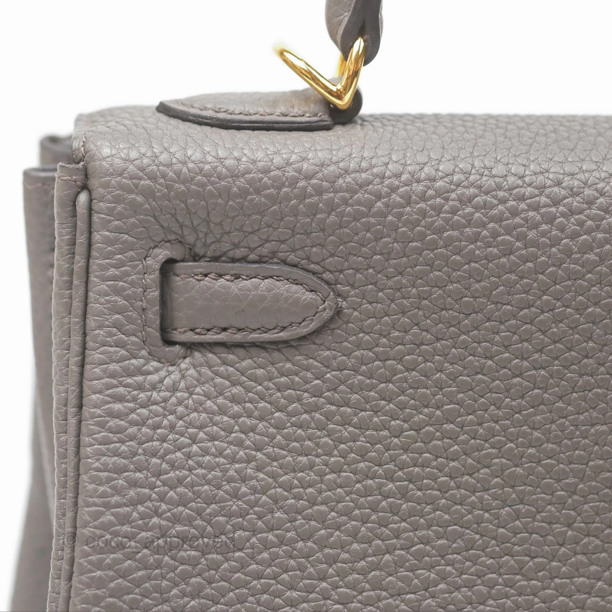 Herms Retourne Kelly 25 Gris Etain 8F Togo Gold Hardware