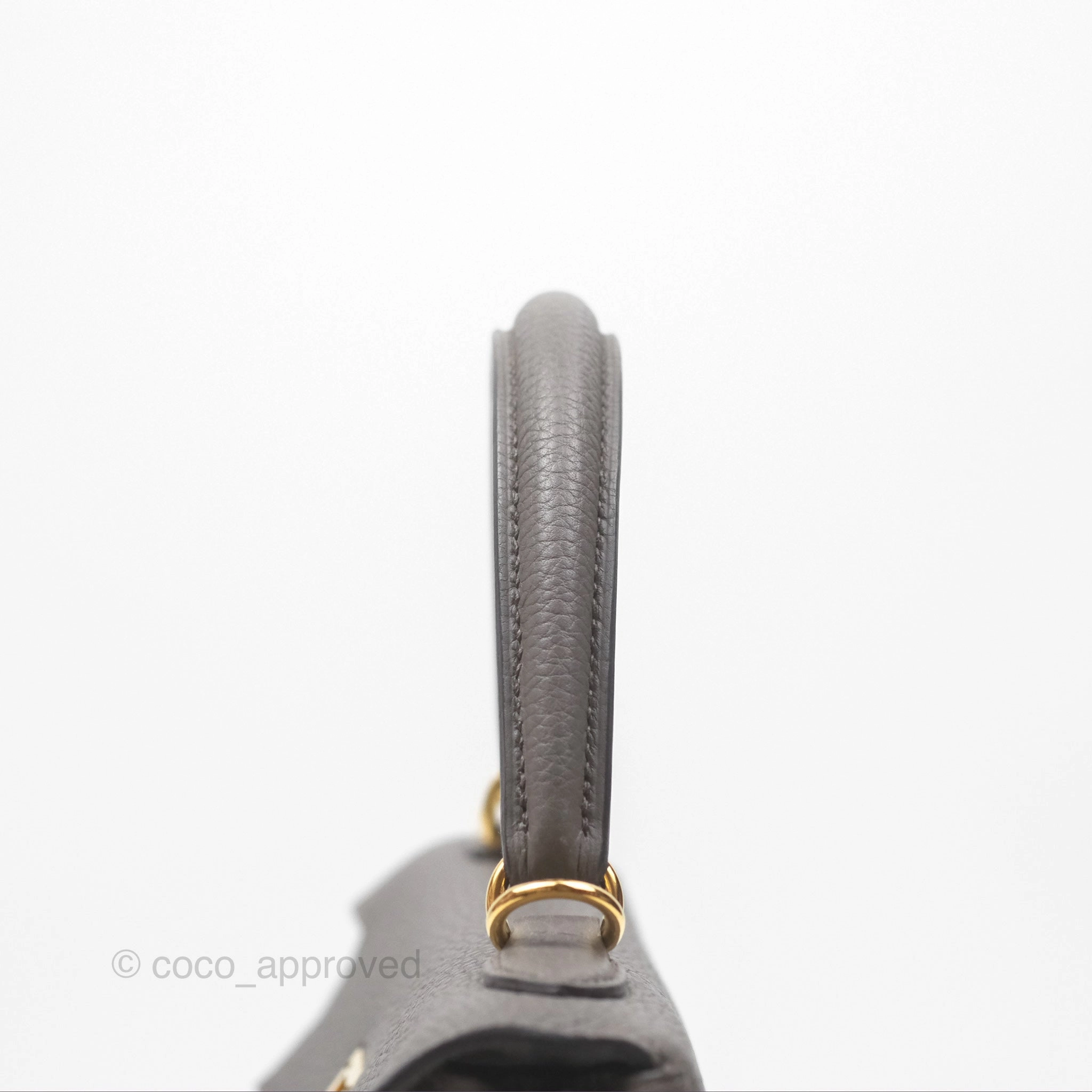 Herms Retourne Kelly 25 Gris Etain 8F Togo Gold Hardware