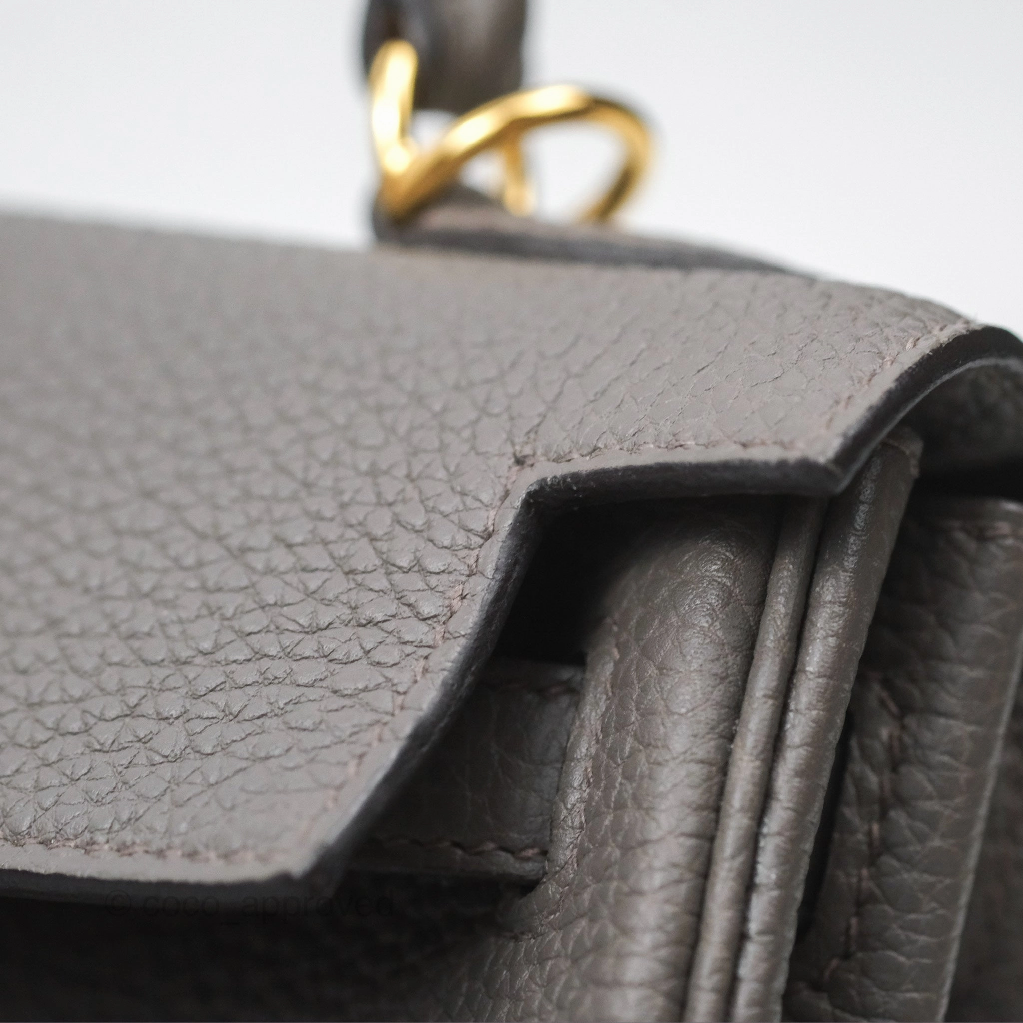 Herms Retourne Kelly 25 Gris Etain 8F Togo Gold Hardware