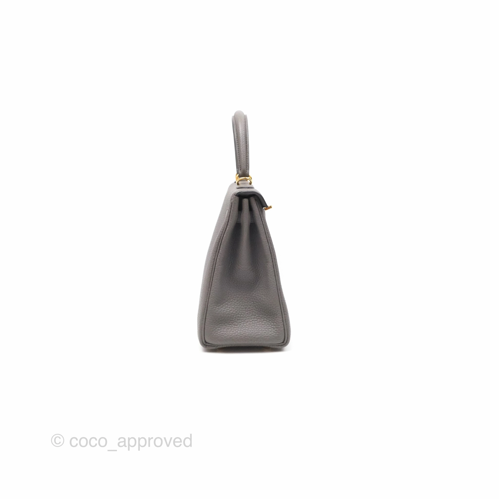 Herms Retourne Kelly 25 Gris Etain 8F Togo Gold Hardware