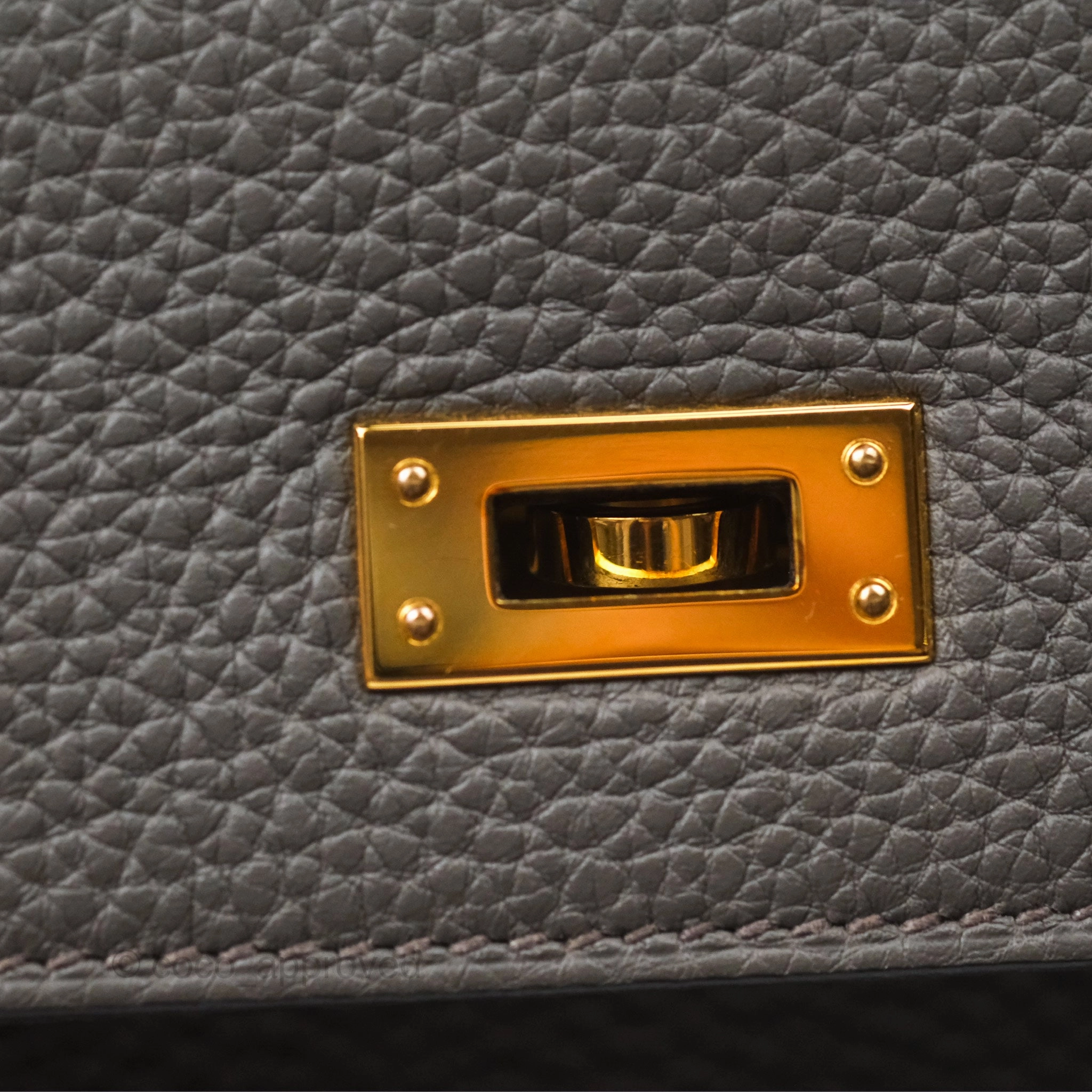 Herms Retourne Kelly 25 Gris Etain 8F Togo Gold Hardware