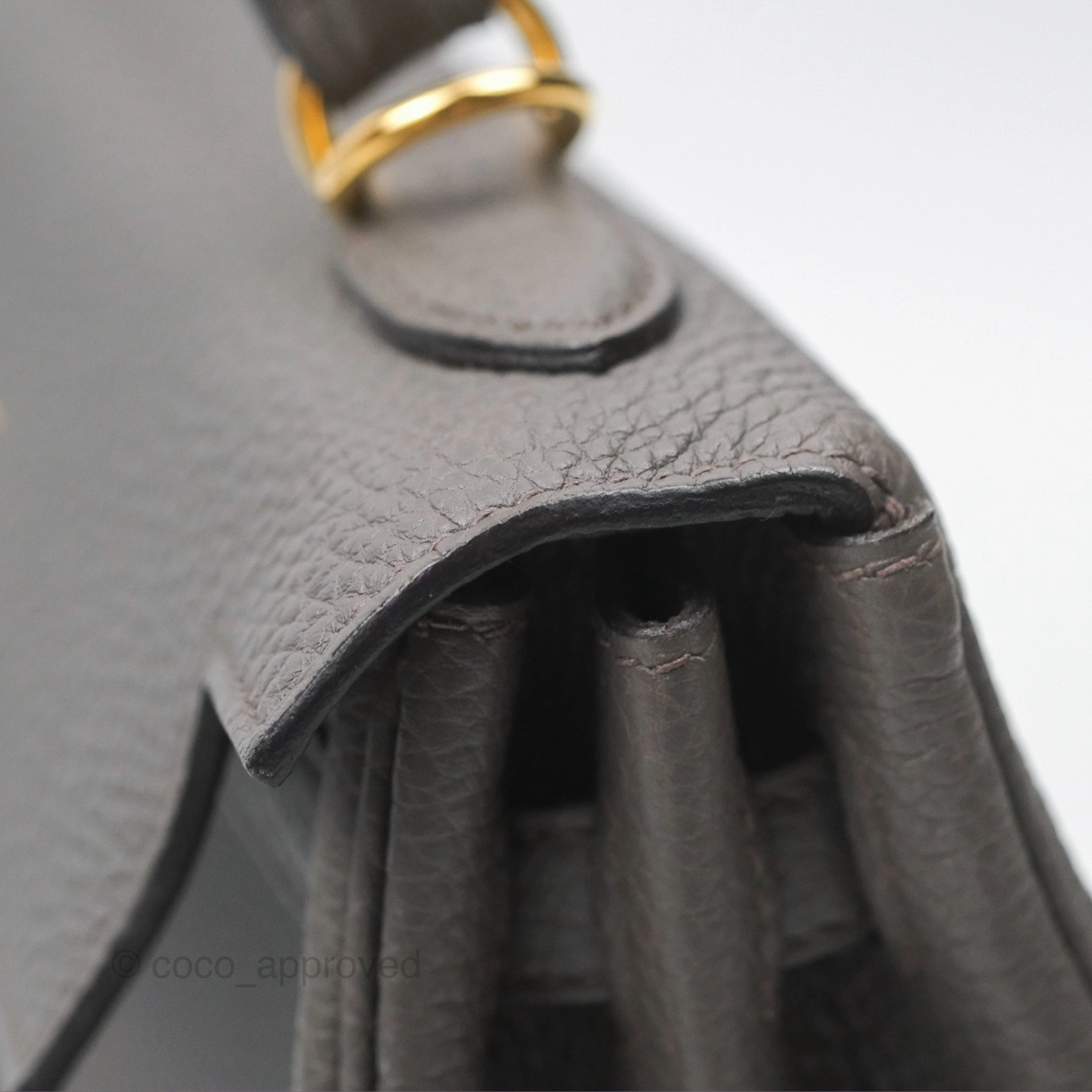 Herms Retourne Kelly 25 Gris Etain 8F Togo Gold Hardware