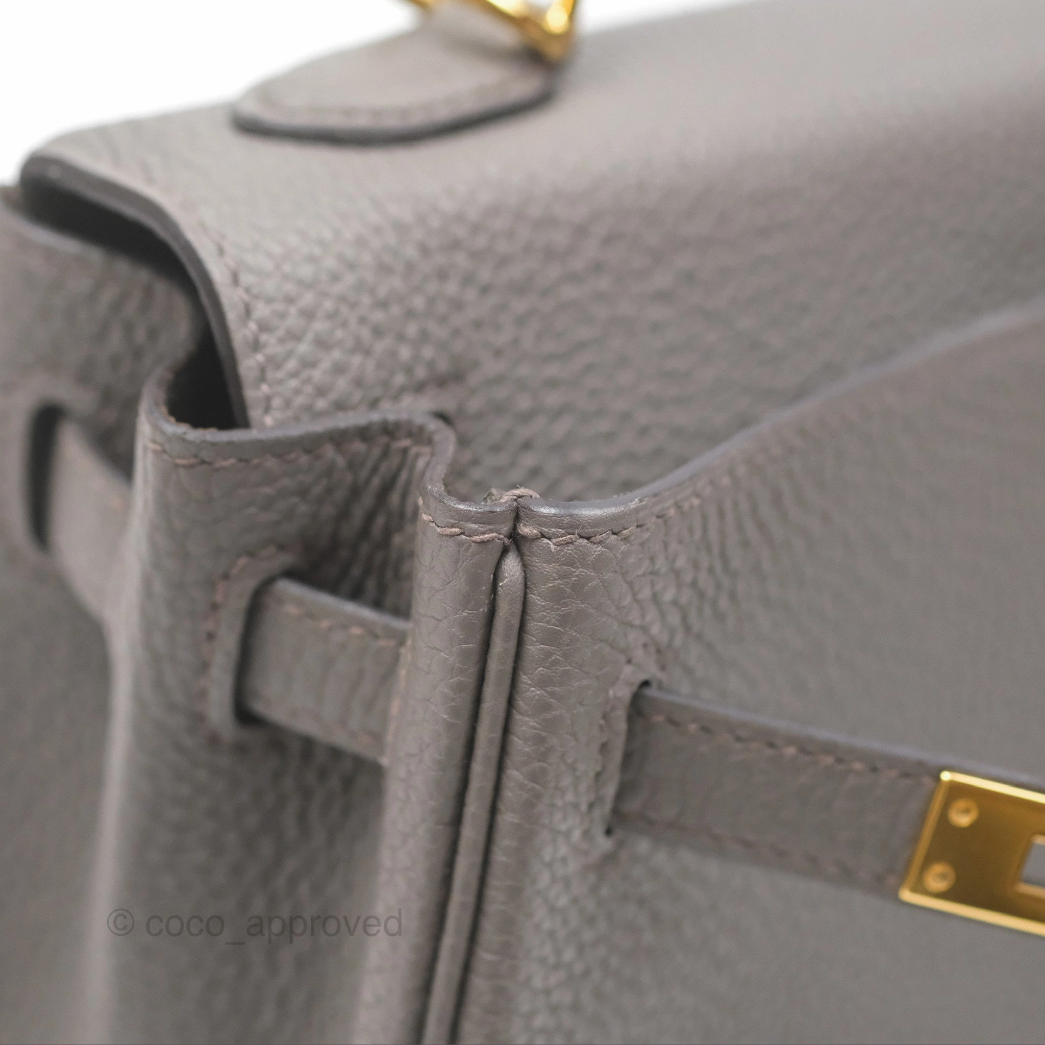 Herms Retourne Kelly 25 Gris Etain 8F Togo Gold Hardware