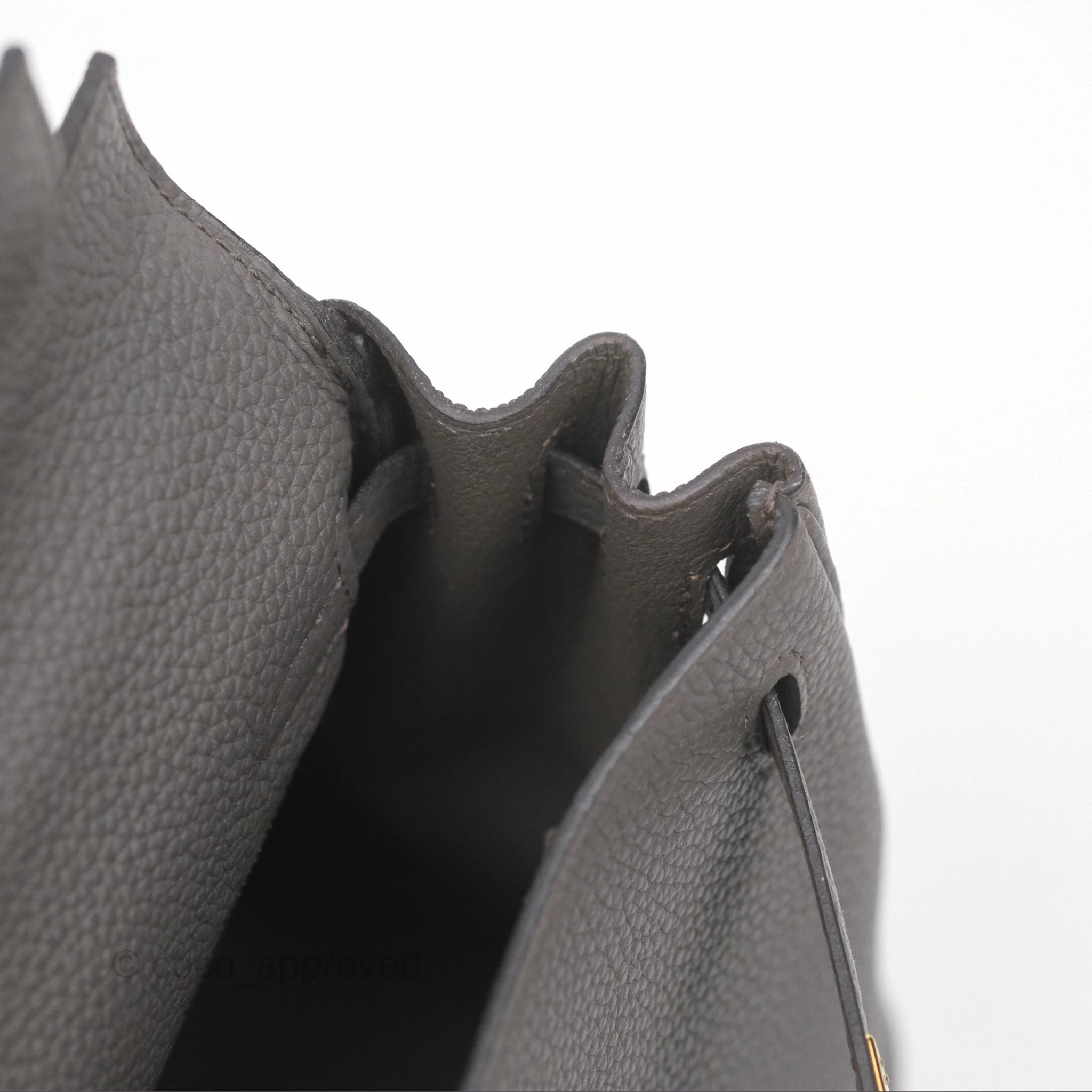 Herms Retourne Kelly 25 Gris Etain 8F Togo Gold Hardware