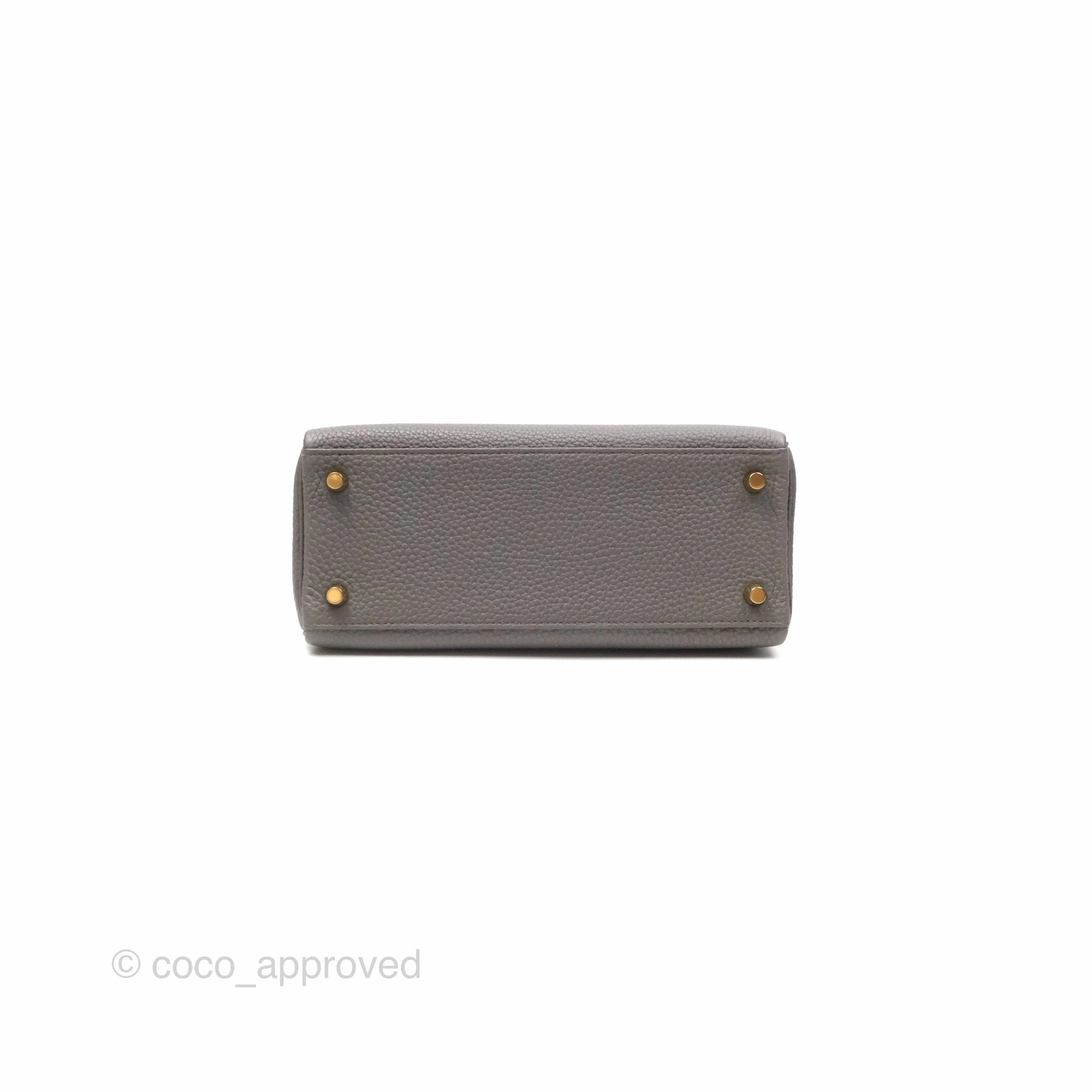 Herms Retourne Kelly 25 Gris Etain 8F Togo Gold Hardware