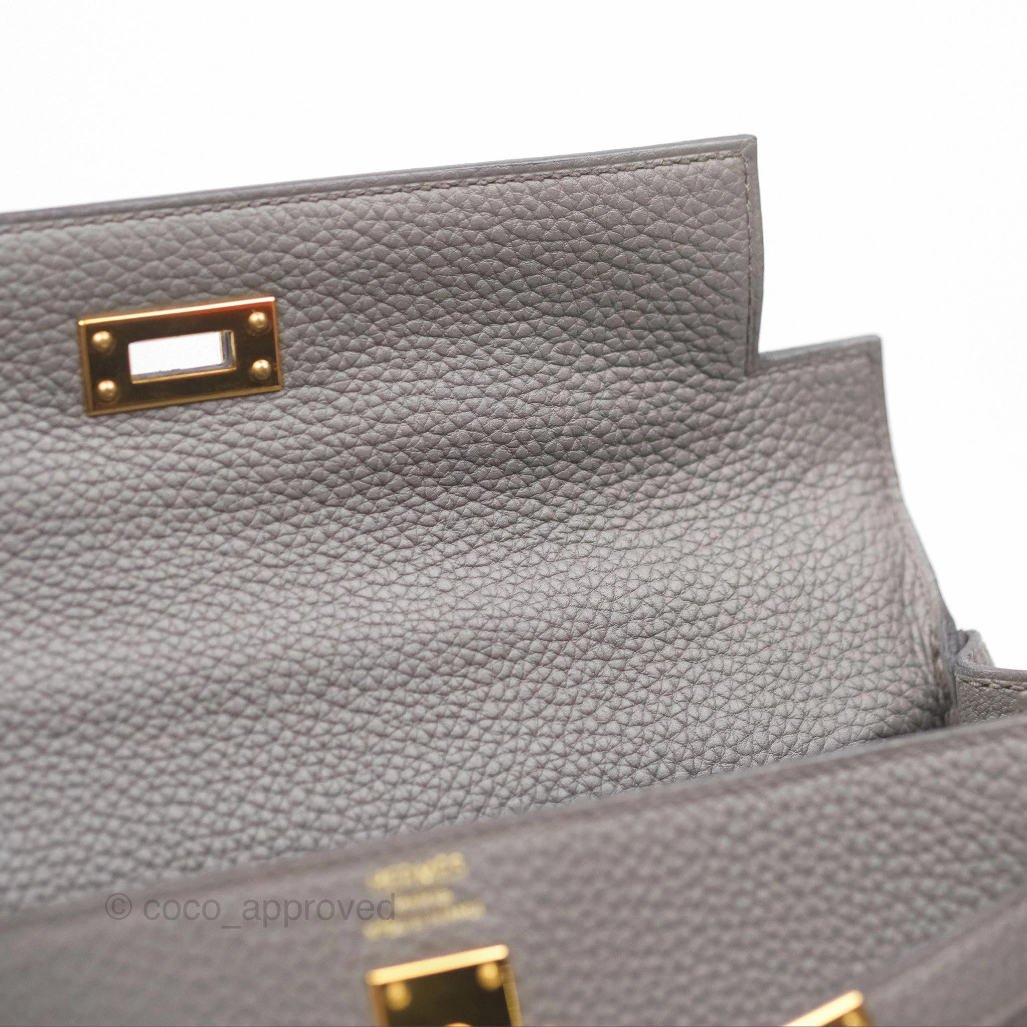 Herms Retourne Kelly 25 Gris Etain 8F Togo Gold Hardware