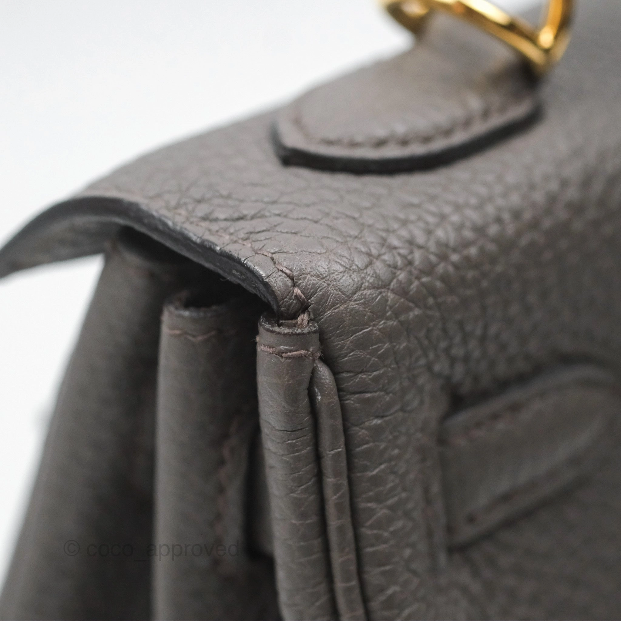 Herms Retourne Kelly 25 Gris Etain 8F Togo Gold Hardware