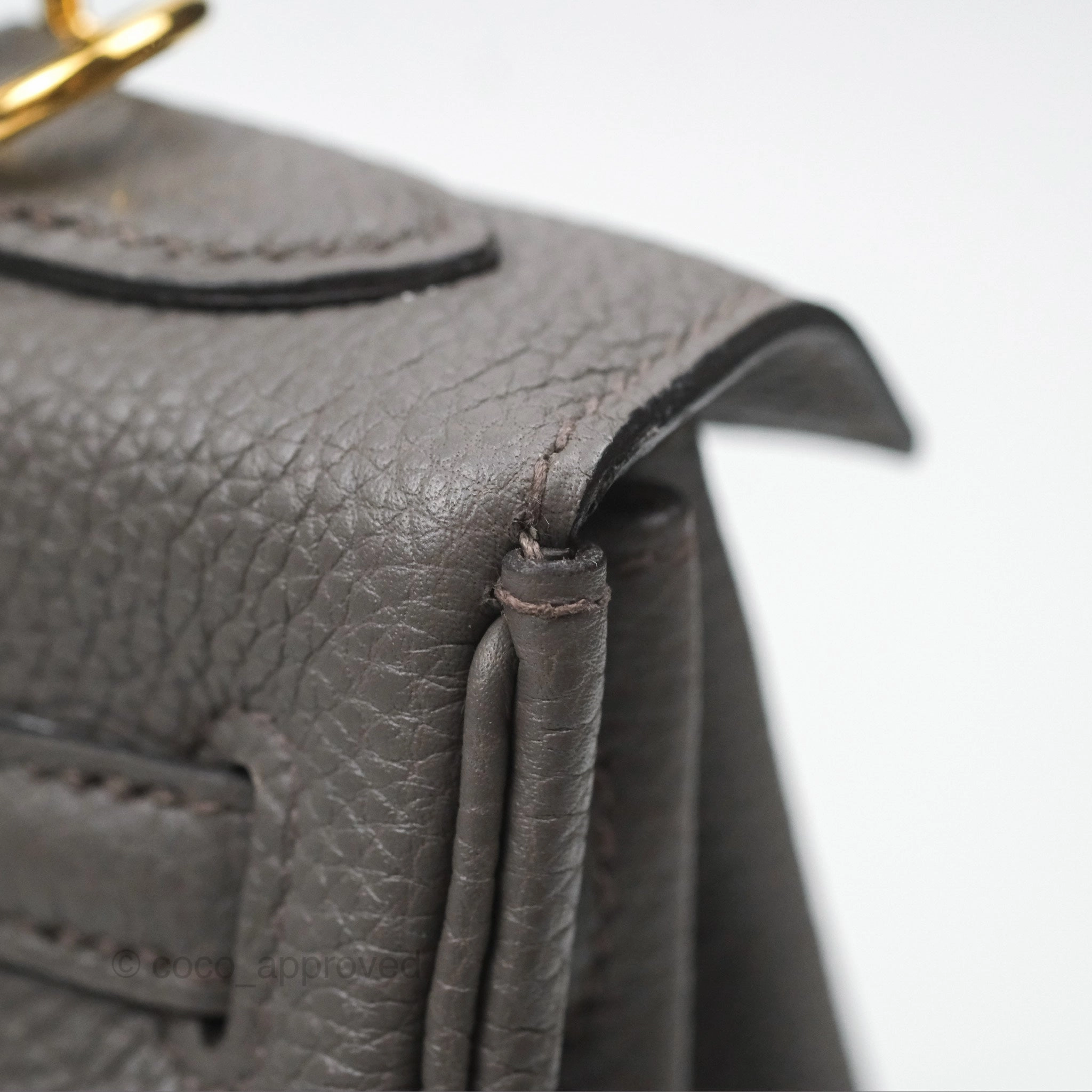 Herms Retourne Kelly 25 Gris Etain 8F Togo Gold Hardware