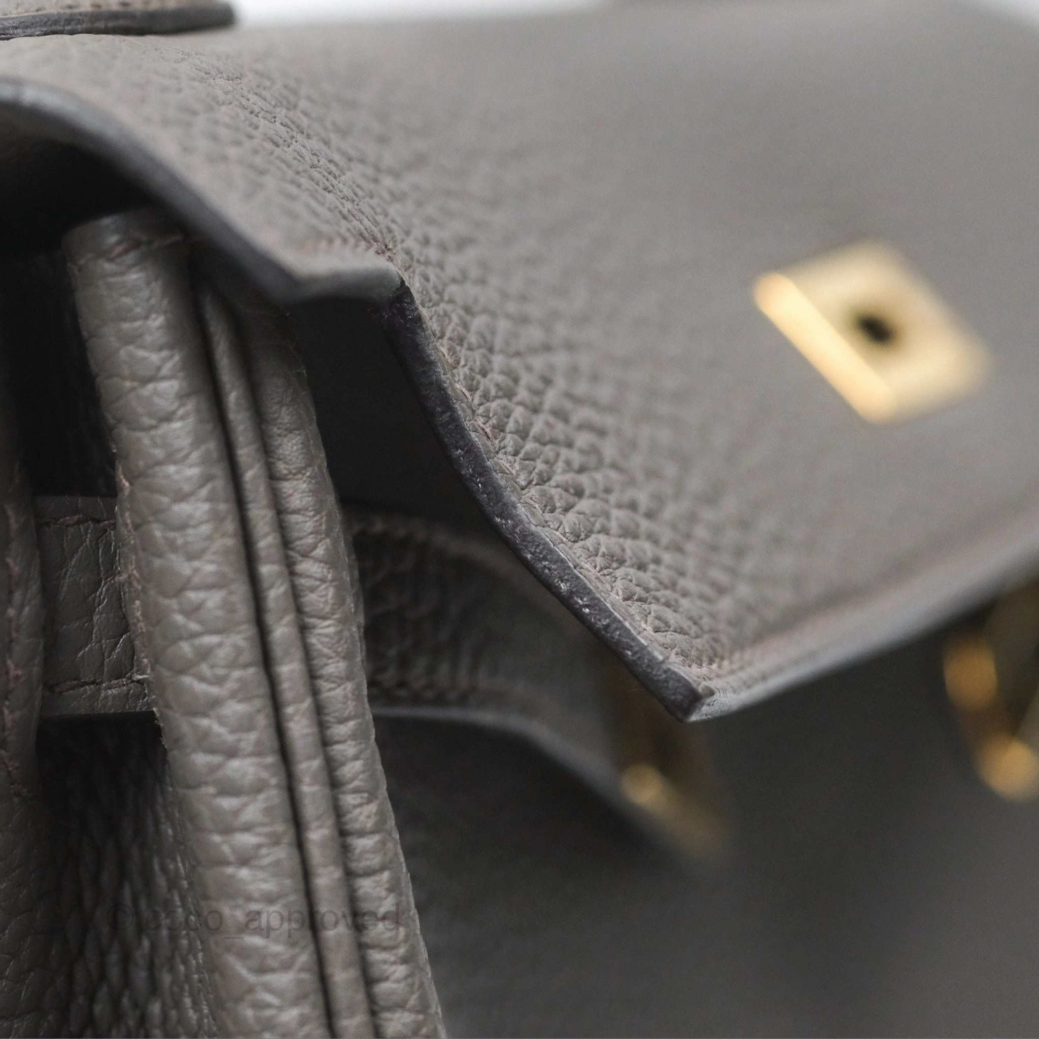 Herms Retourne Kelly 25 Gris Etain 8F Togo Gold Hardware