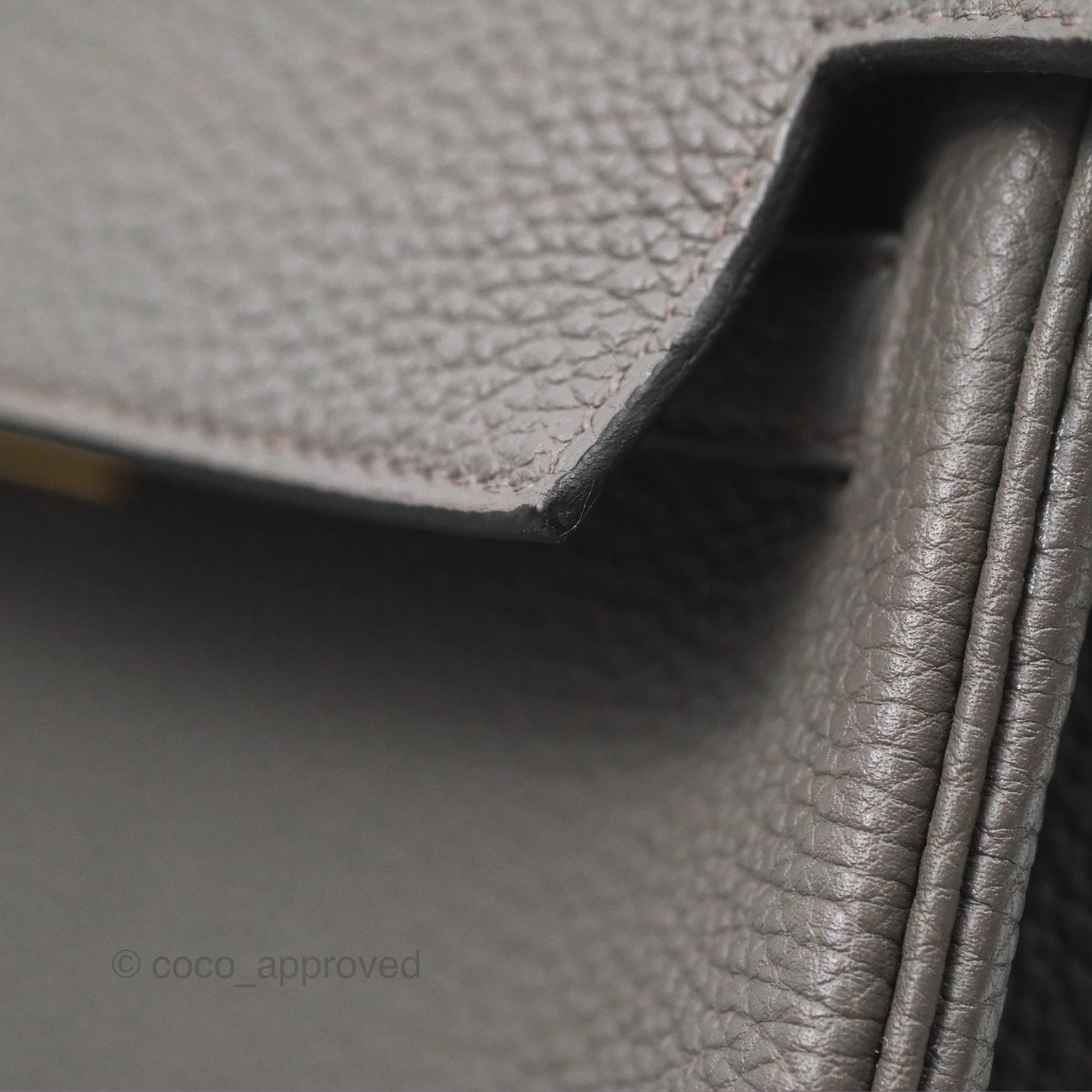 Herms Retourne Kelly 25 Gris Etain 8F Togo Gold Hardware