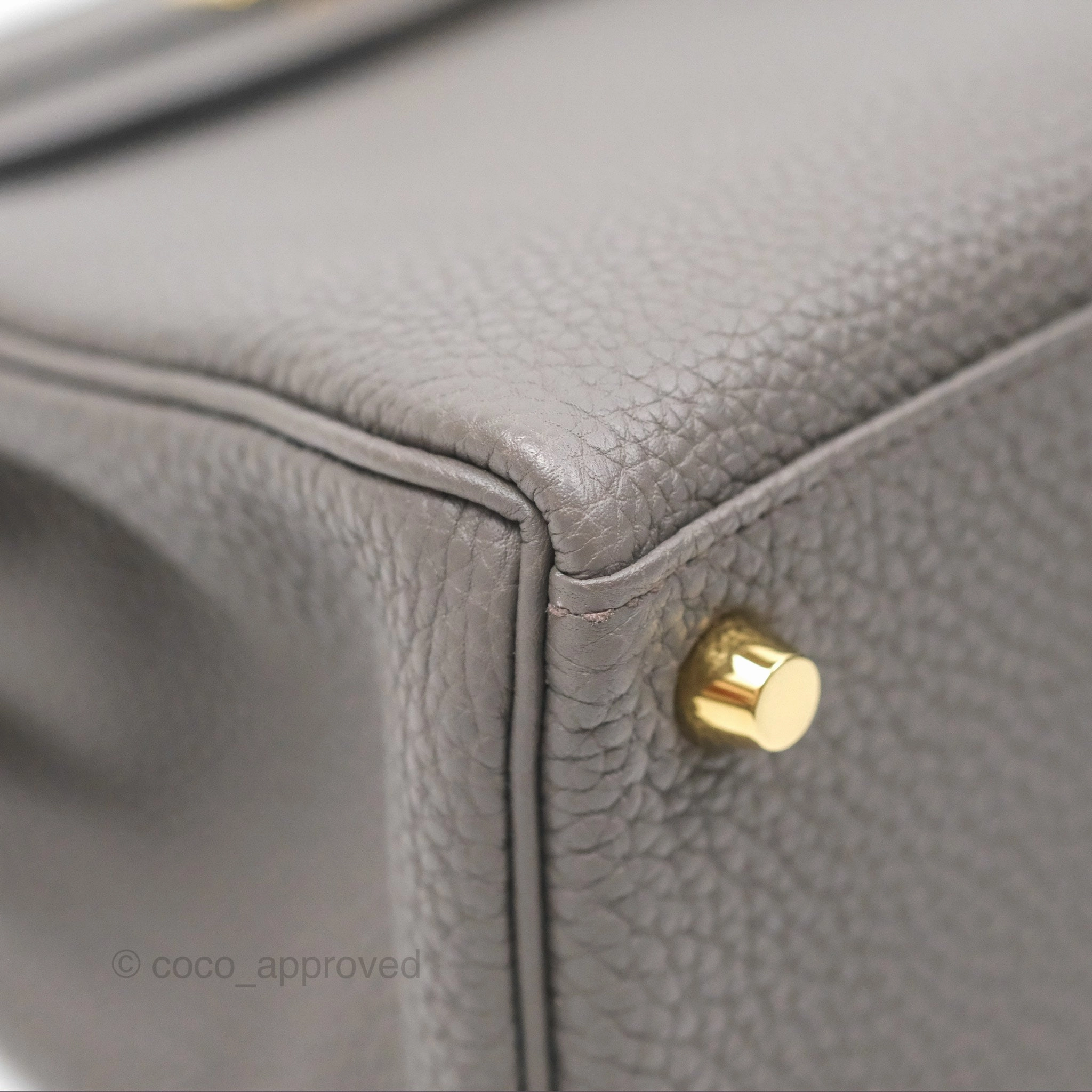 Herms Retourne Kelly 25 Gris Etain 8F Togo Gold Hardware