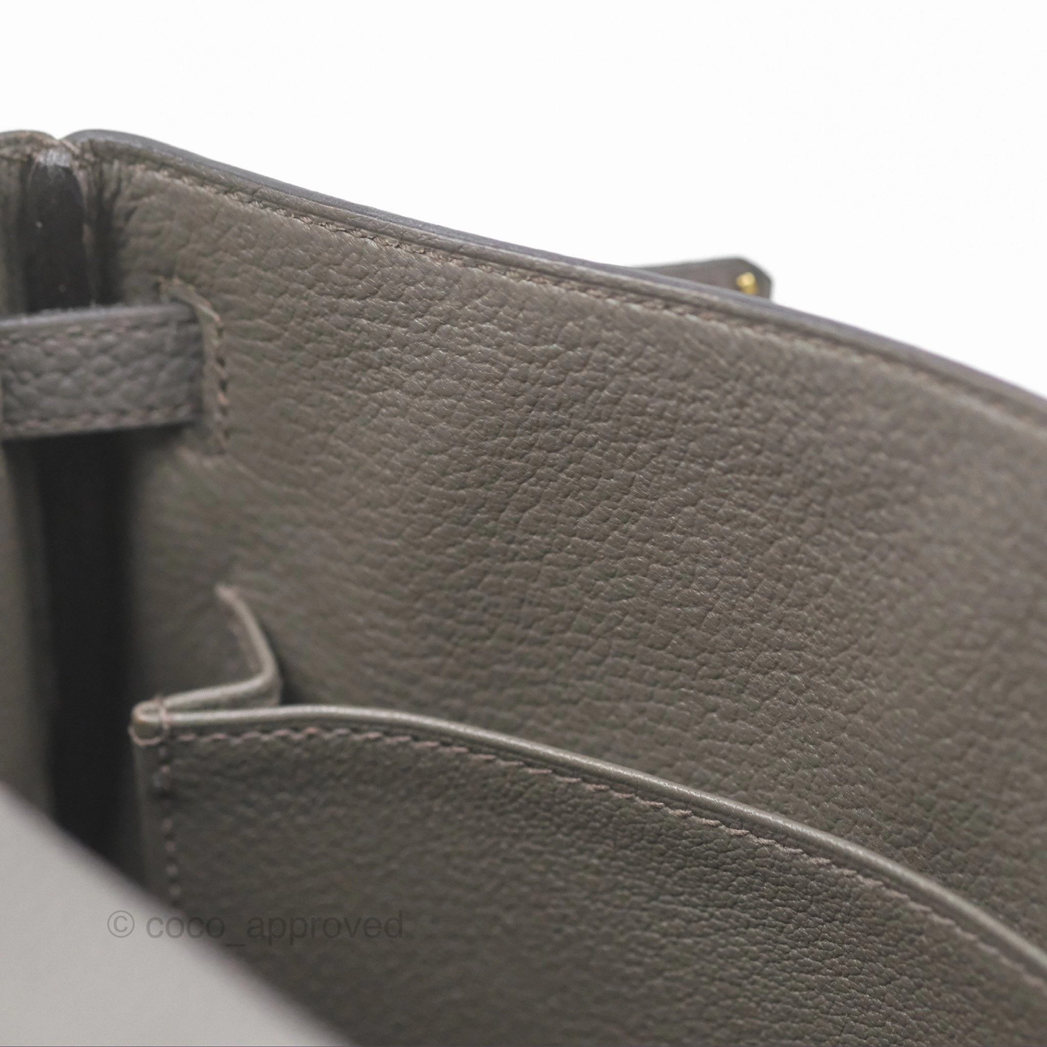 Herms Retourne Kelly 25 Gris Etain 8F Togo Gold Hardware