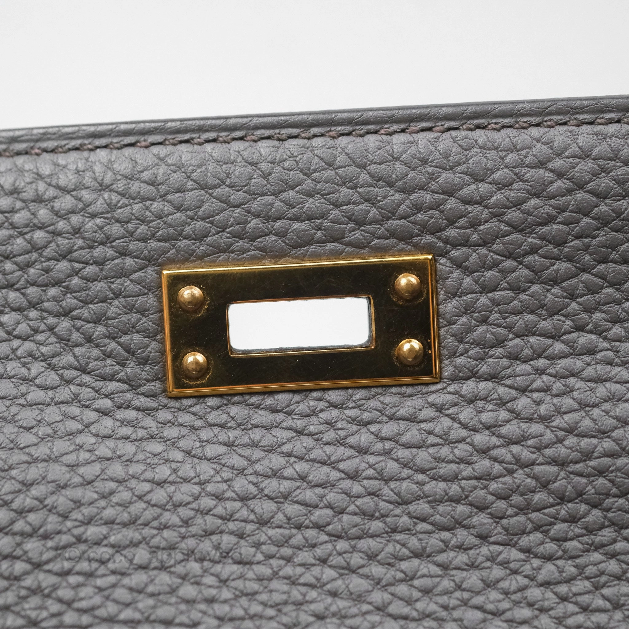 Herms Retourne Kelly 25 Gris Etain 8F Togo Gold Hardware
