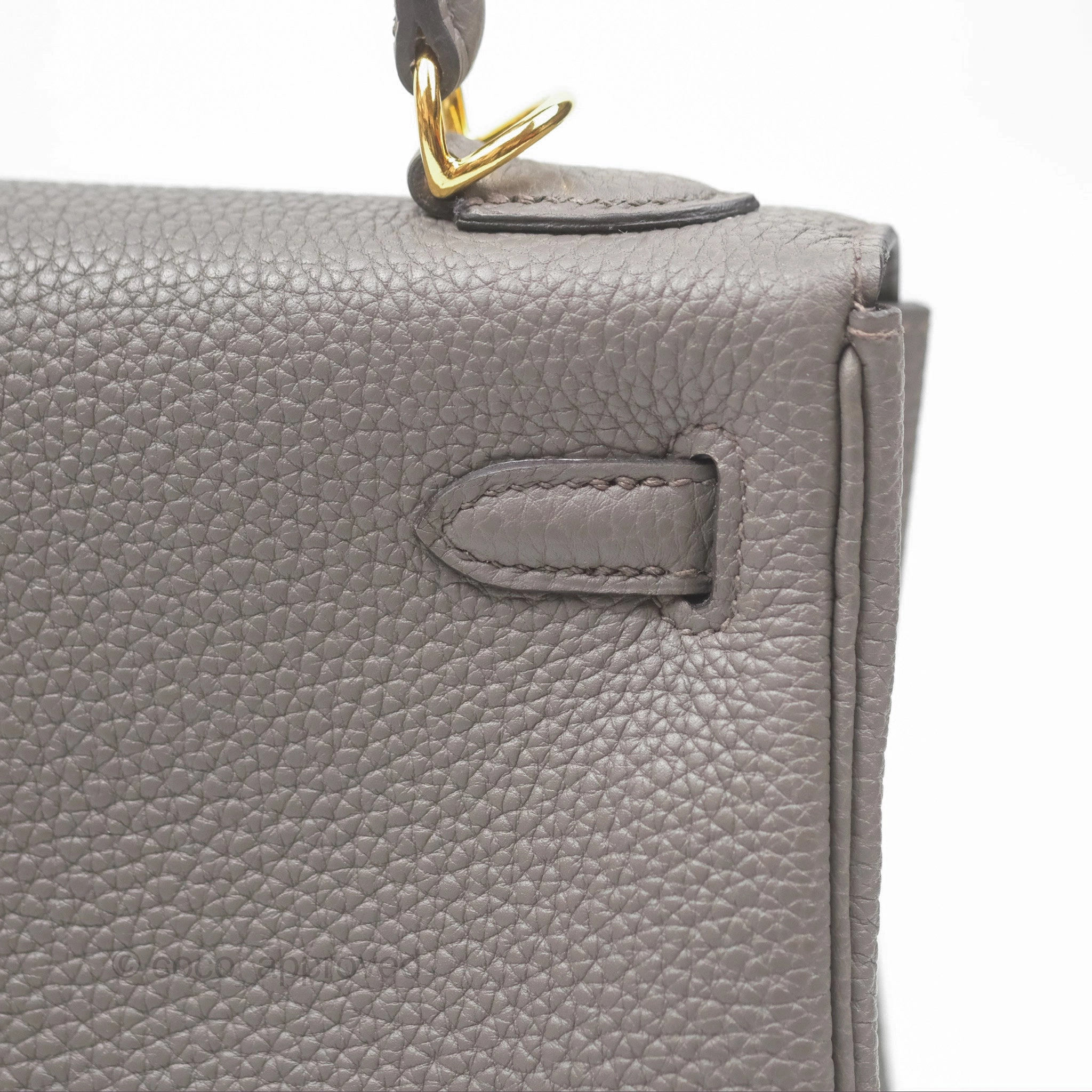 Herms Retourne Kelly 25 Gris Etain 8F Togo Gold Hardware