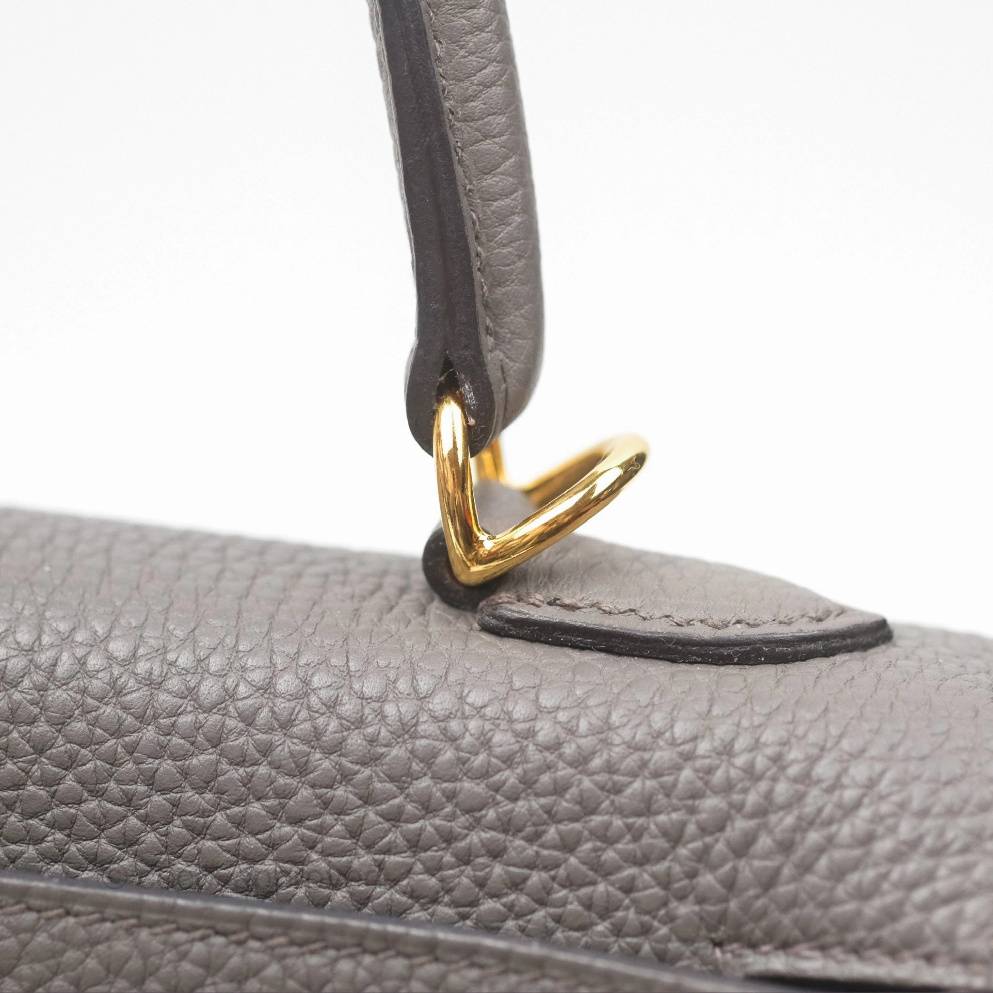 Herms Retourne Kelly 25 Gris Etain 8F Togo Gold Hardware