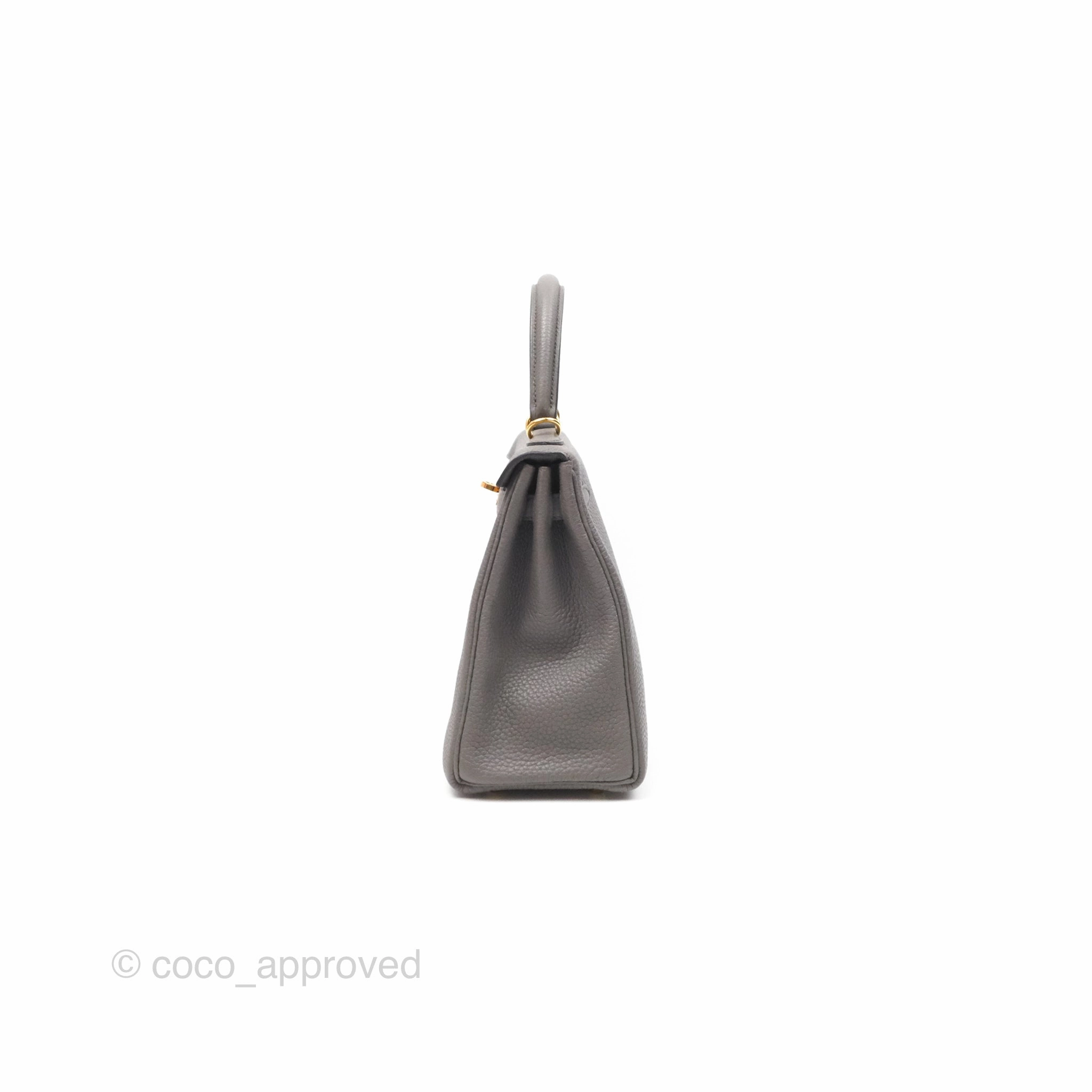 Herms Retourne Kelly 25 Gris Etain 8F Togo Gold Hardware
