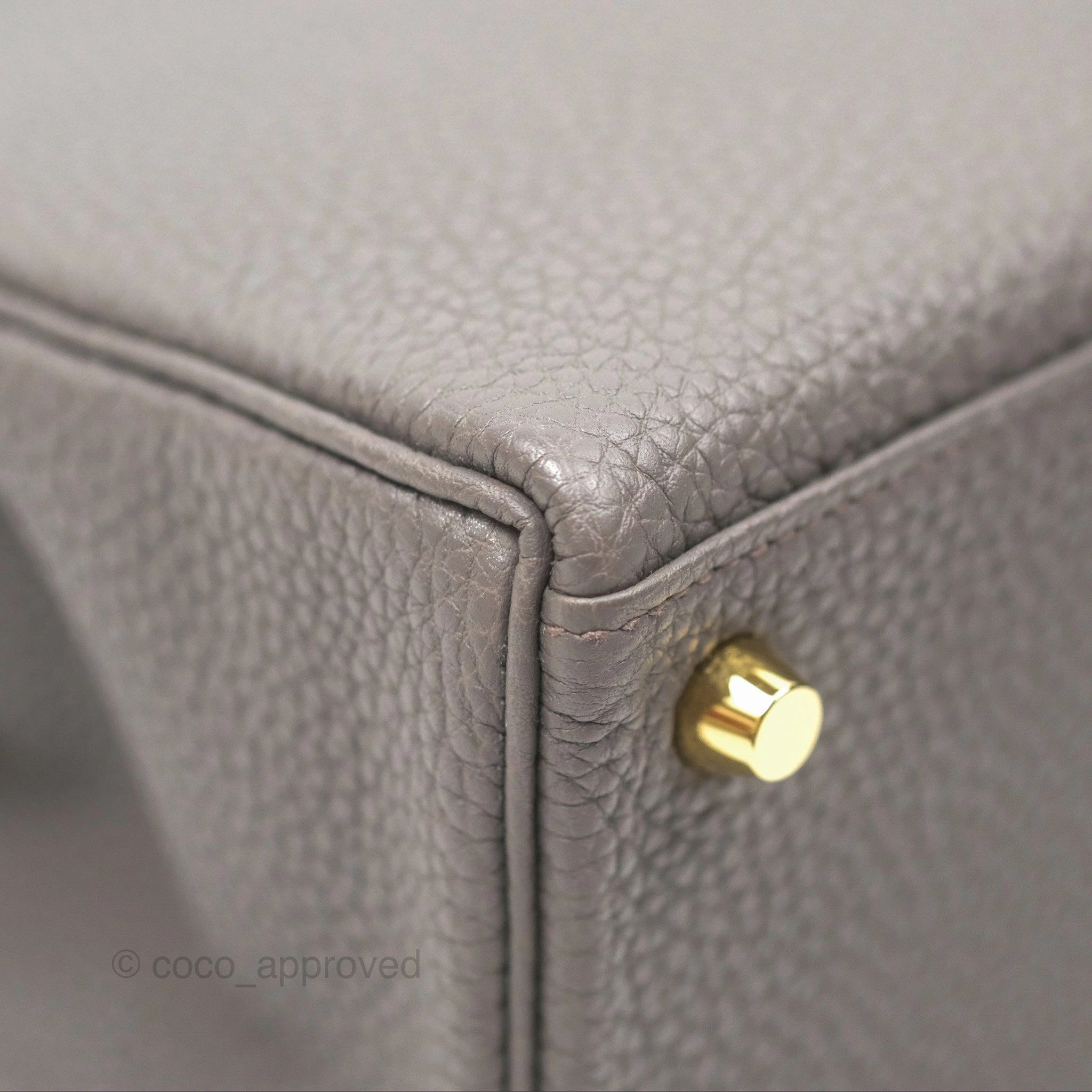 Herms Retourne Kelly 25 Gris Etain 8F Togo Gold Hardware